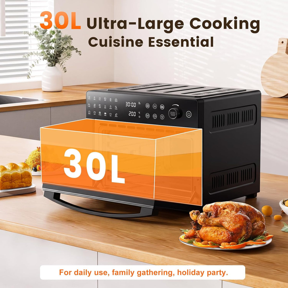 Air Fryer Oven 30L 1800W 18 in 1 Rotisserie Dual Cook Digital Touch XXXL Cooker