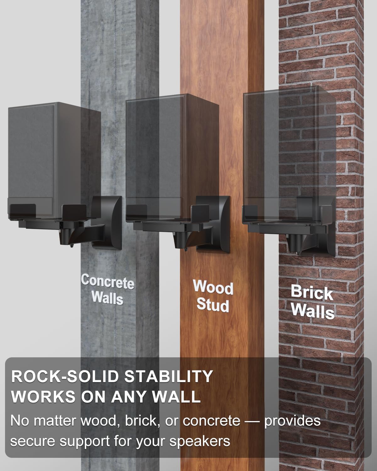 Speaker Wall Mounts Adjustable Bookshelf Speaker Brackets Pair WALI Black