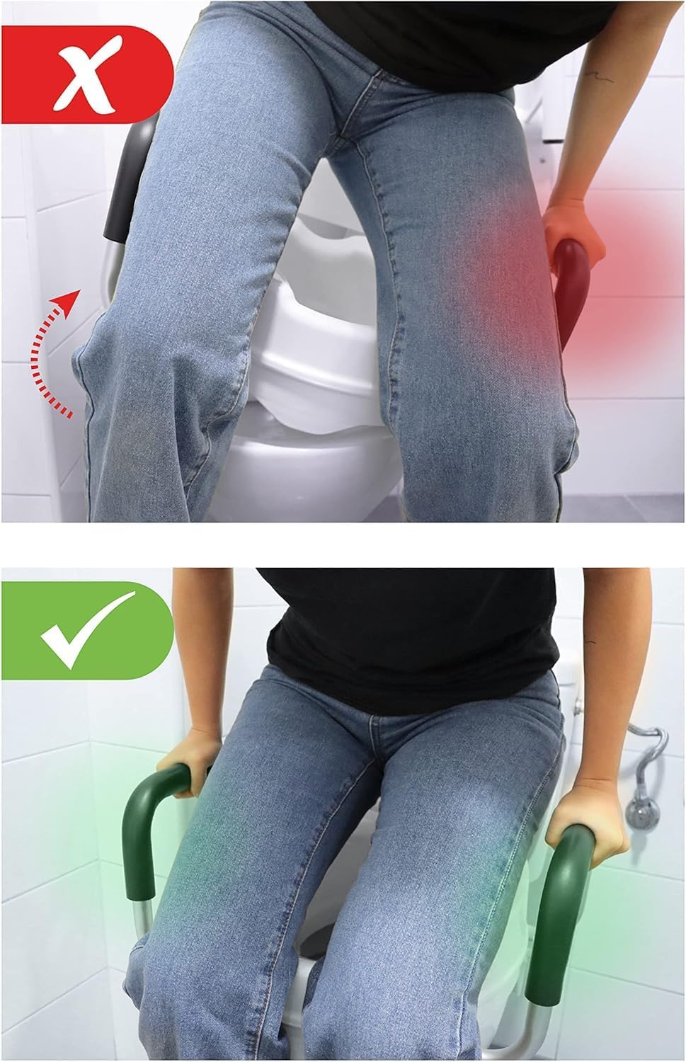 Raised Toilet Seat 10cm with Handles Lid White Bathroom Mobility Aid PEPE