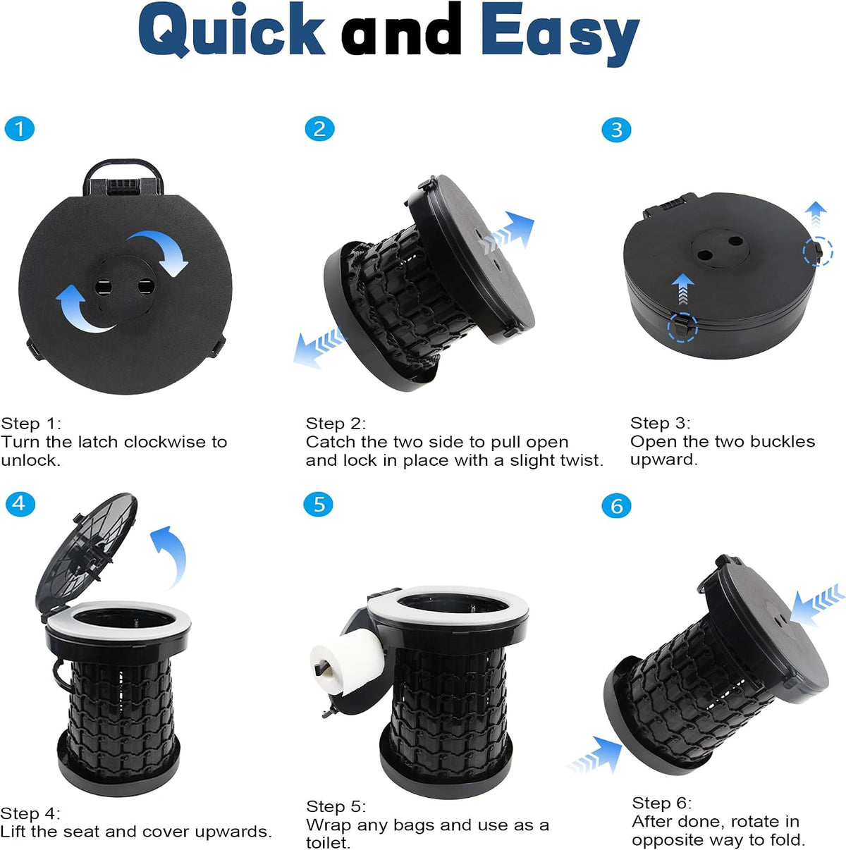 Portable Camping Toilet 600lbs Foldable 15.8 Inch Adjustable ALEVMOOM L Adults