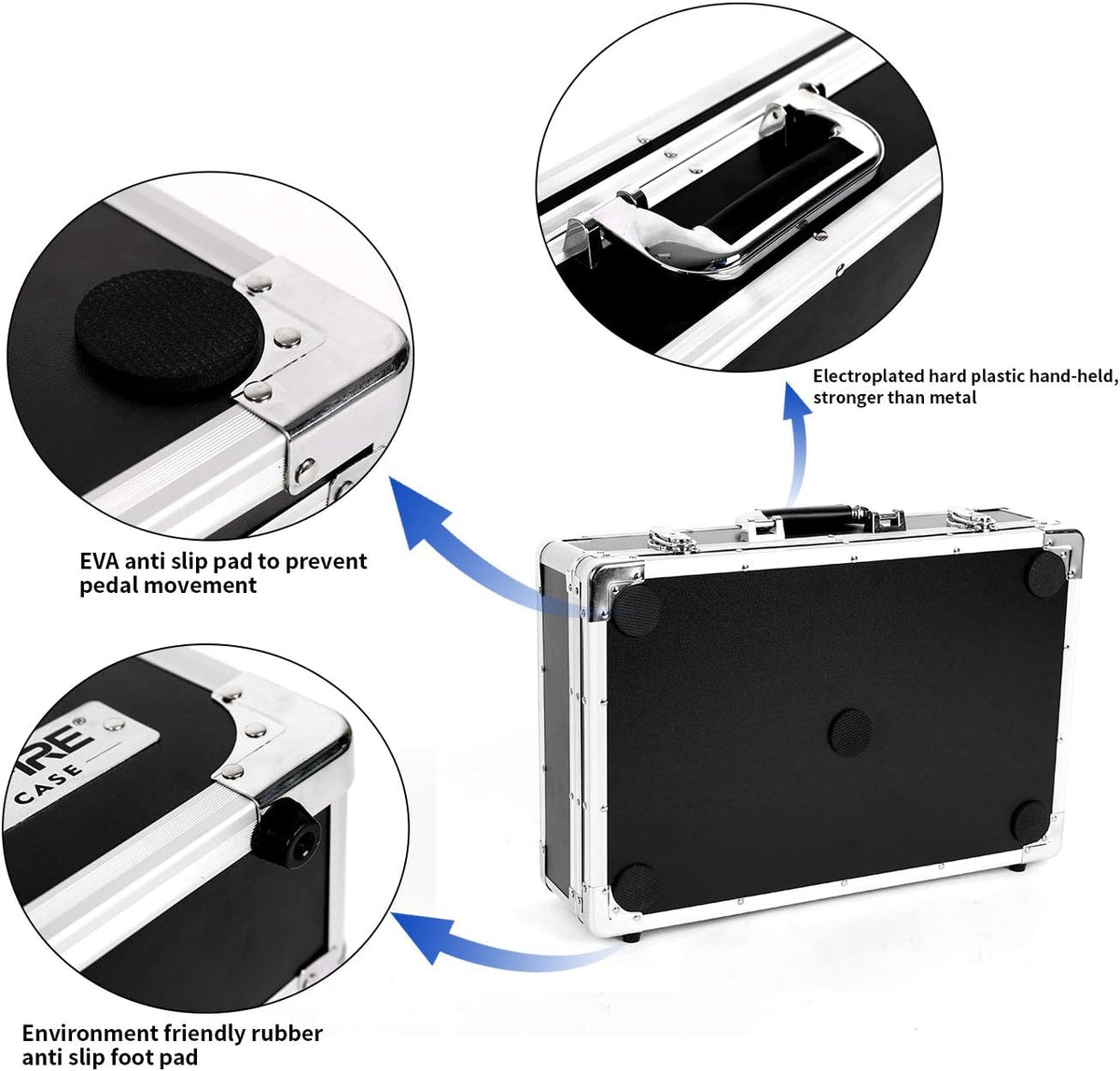 Guitar Multi Effect Pedal Case 17.9x11.6x4.2in Protective GHOSTFIRE T-EC8