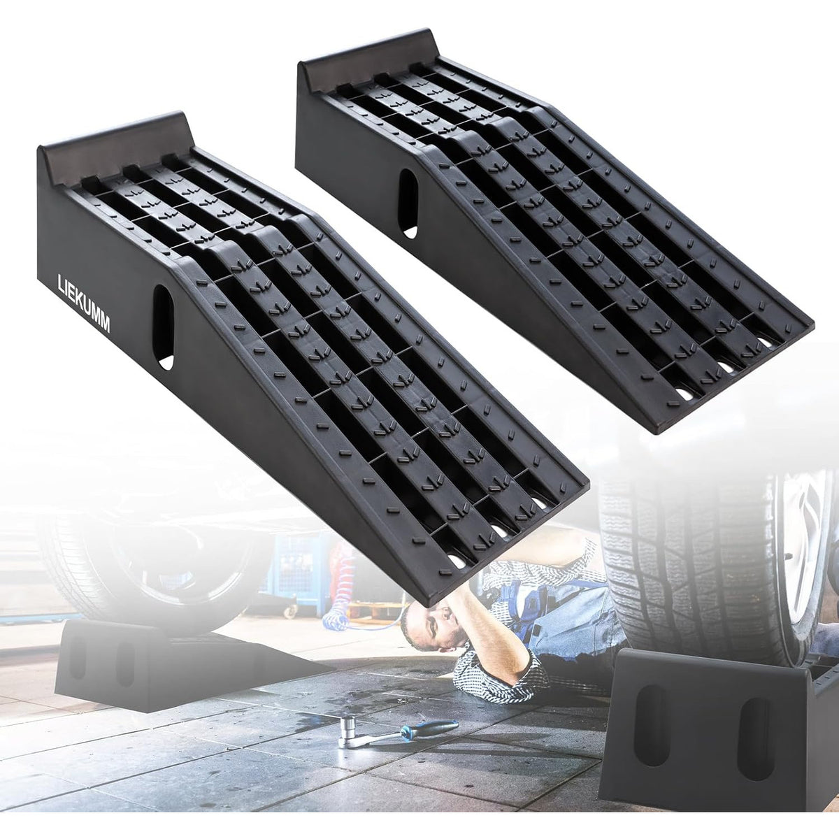 Car Ramps 3 Tonne Heavy Duty 2 Pack Plastic Vehicle Service Oil Change LIEKUMM