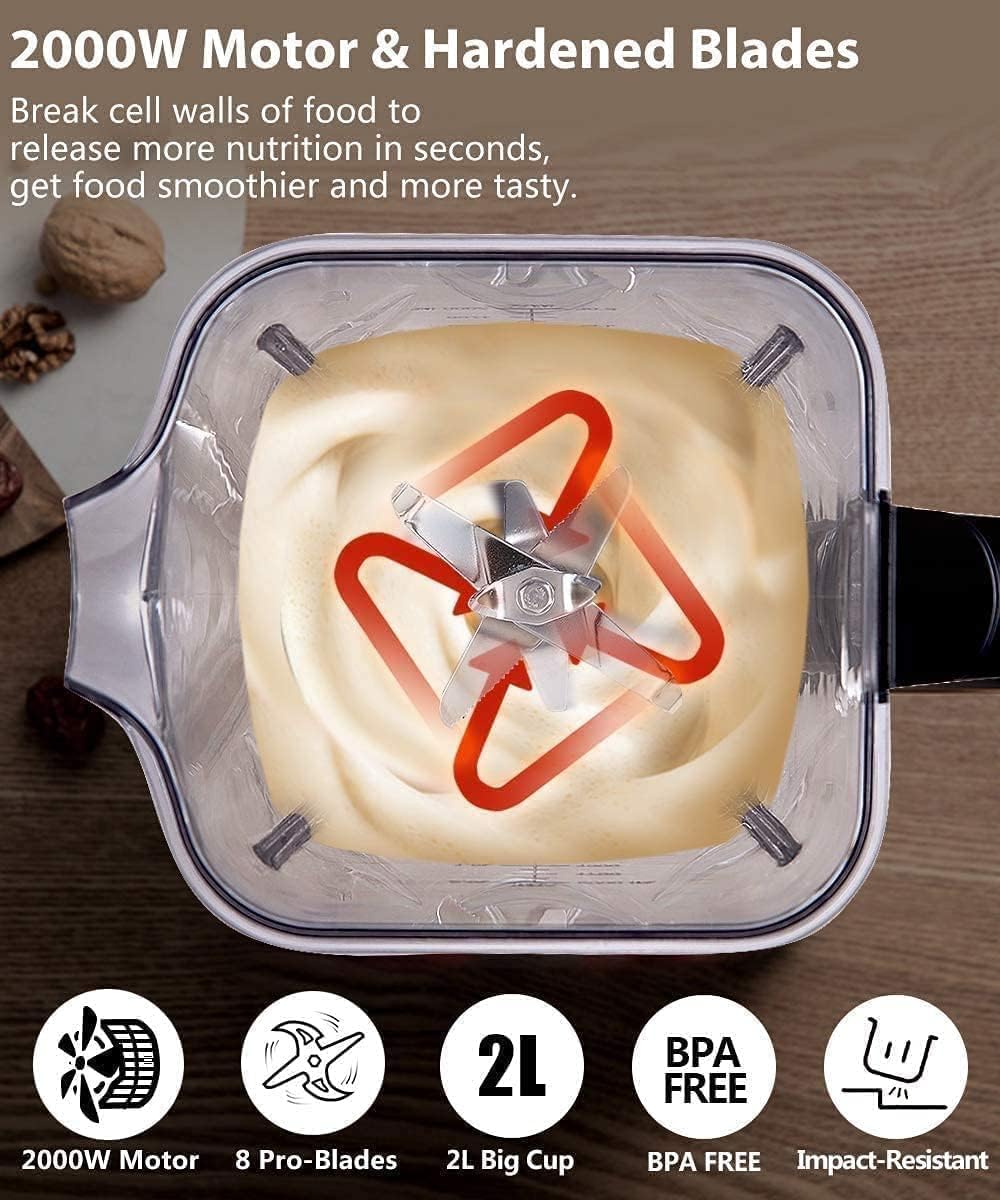 Commercial Blender 2000W 2L High Speed Smoothie Maker 25000RPM AMZCHEF