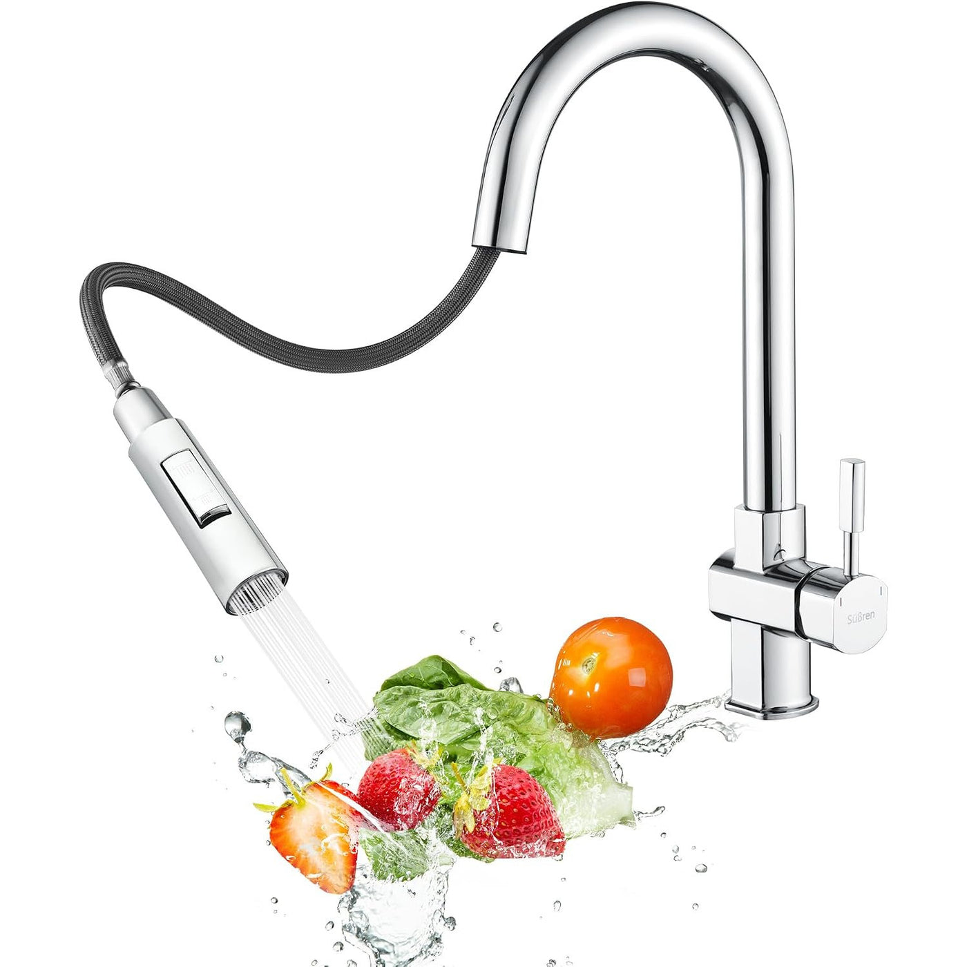 Kitchen Mixer Tap Pull Out Sprayer 2 Modes 360 Swivel Stainless Steel Chrome Sink
