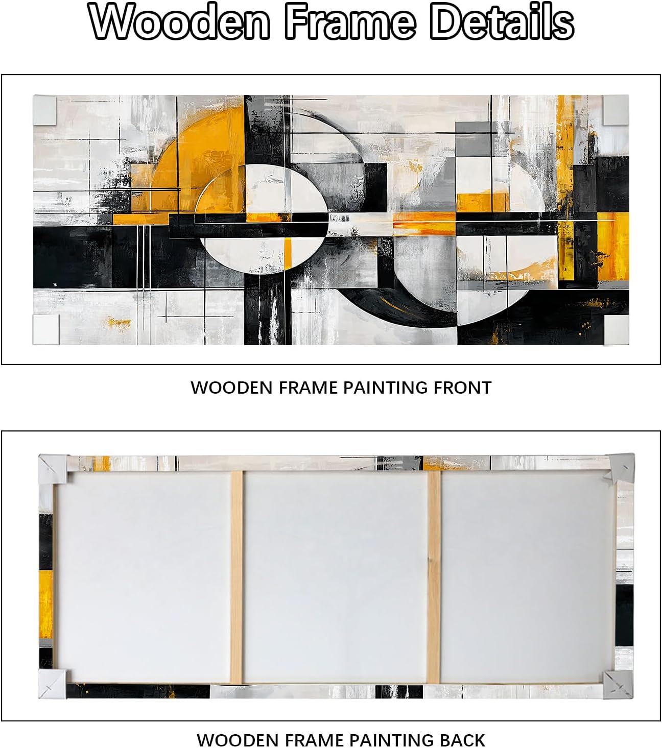 Abstract Canvas Wall Art 50x120cm Black Gold Geometric Framed Painting Wooden
