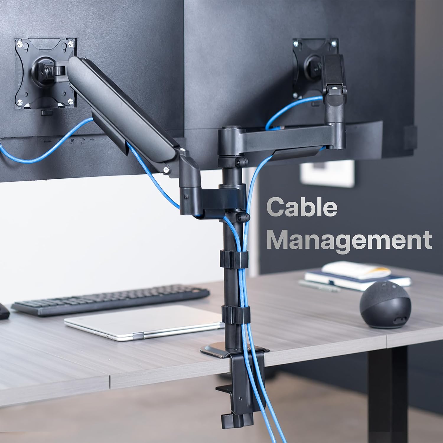 Dual Monitor Arm 17-32 Inch Pneumatic Heavy Duty VESA VIVO Desk Mount