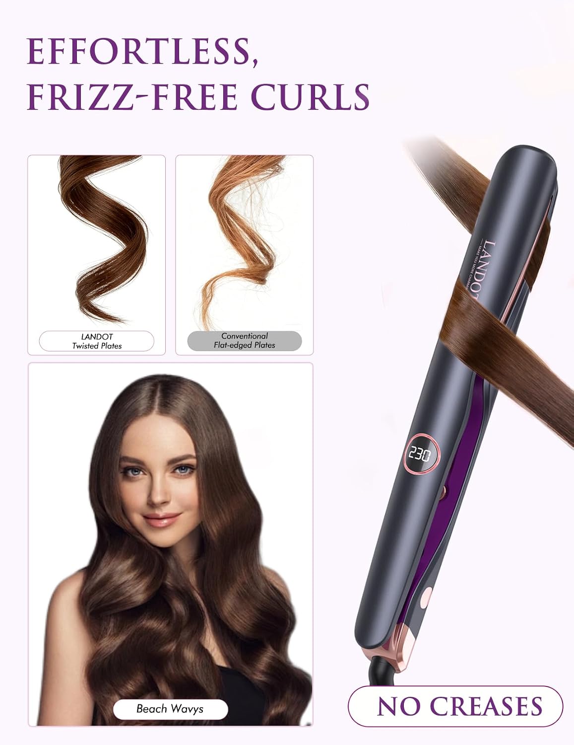 Hair Straightener Curler 2 in 1 Twist Flat Iron Dual Voltage LANDOT Styling Tool
