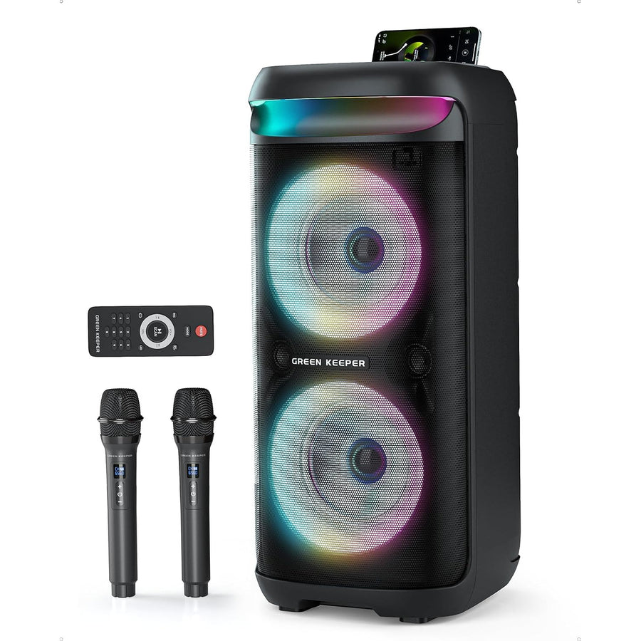 Karaoke Machine 500W Bluetooth Speaker 2 UHF Mics Dual 6.5 Inch Woofers GKD60