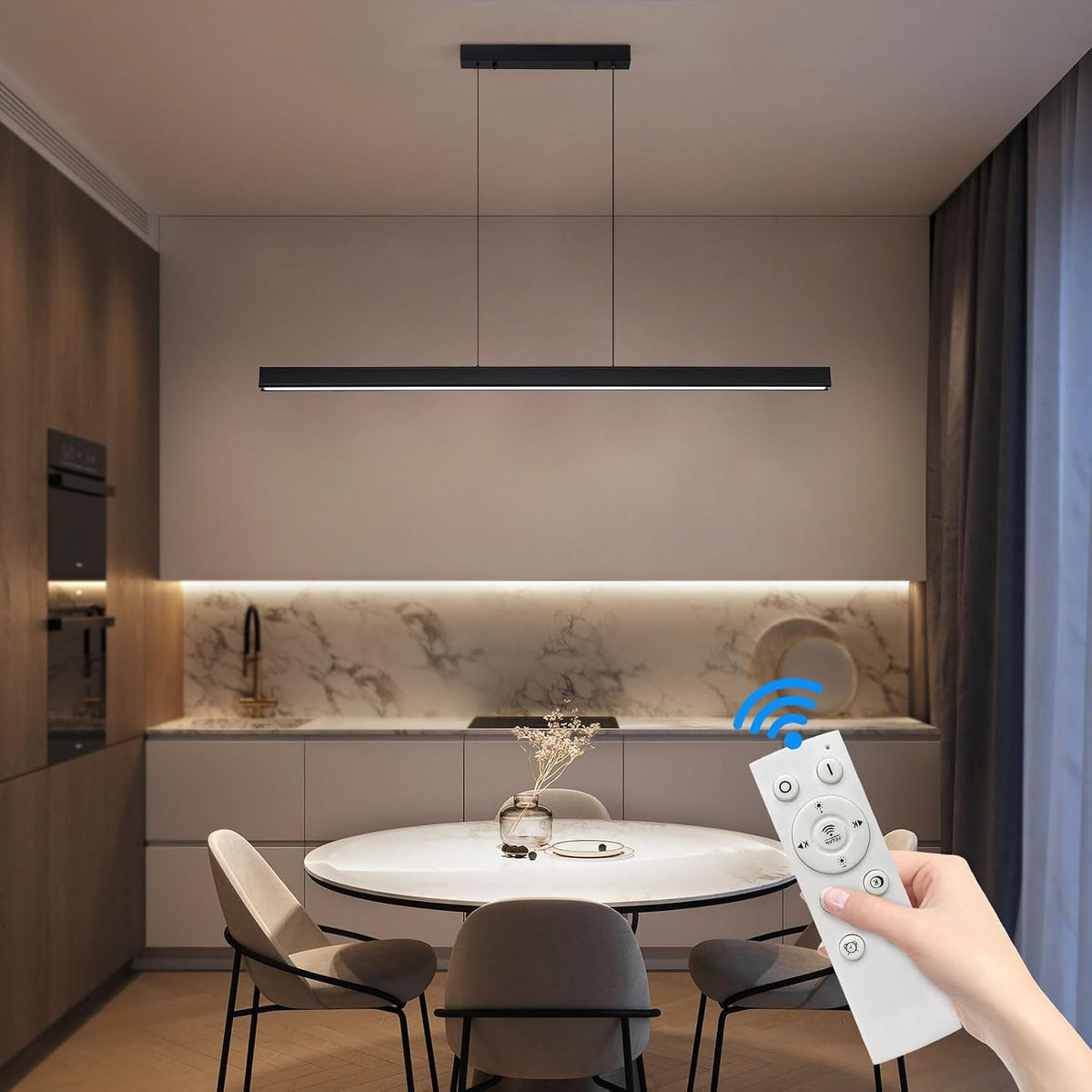 Linear Pendant Light 150cm Dimmable Remote Adjustable Kitchen Island Mikeru LED
