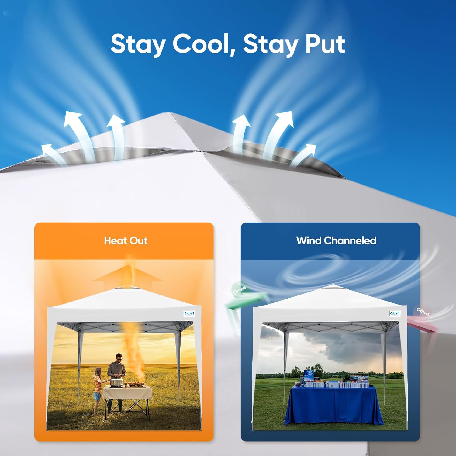 Pop Up Canopy Gazebo 3x3m Adjustable Height Event Shelter White Quictent