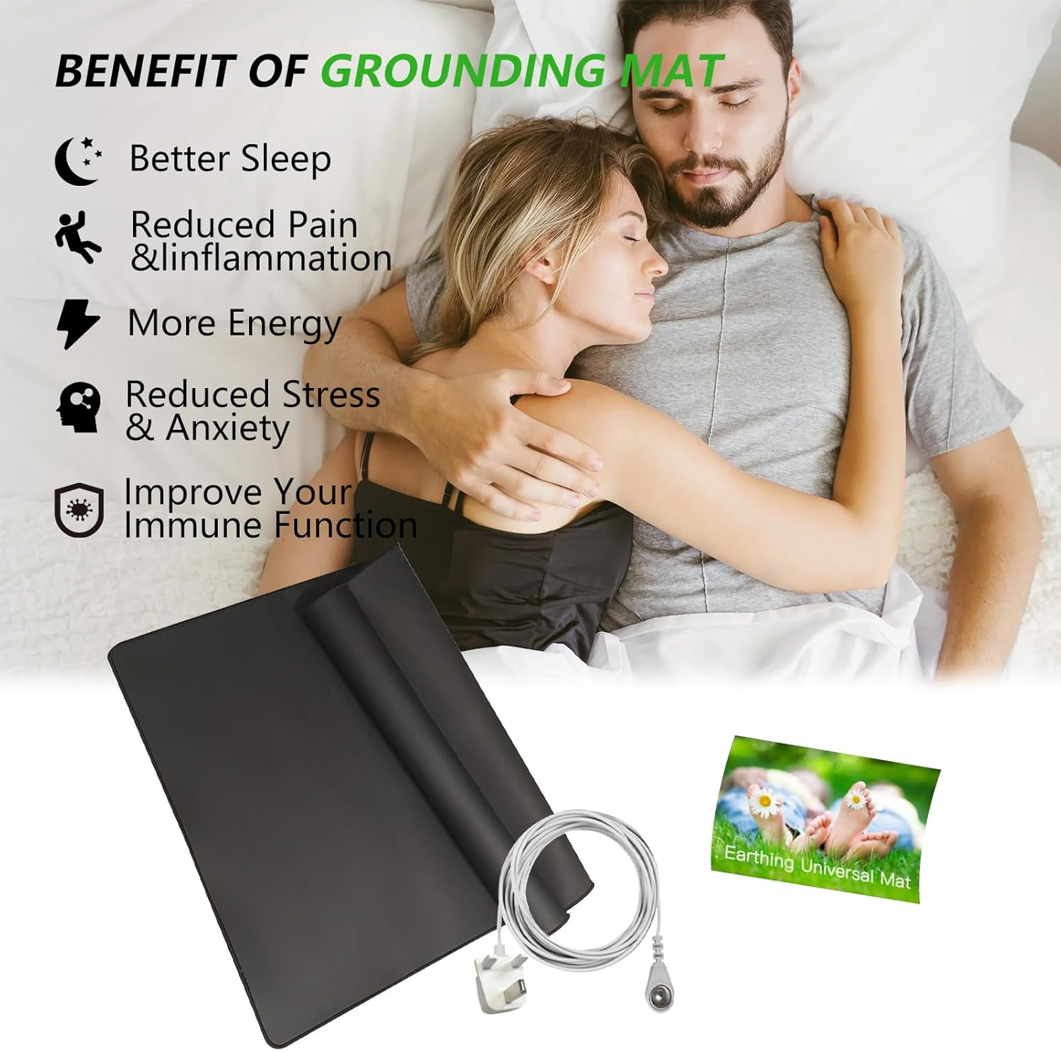 Grounding Mat 50x120cm Earth Sheet for Better Sleep, Anxiety, Pain, Inflammation