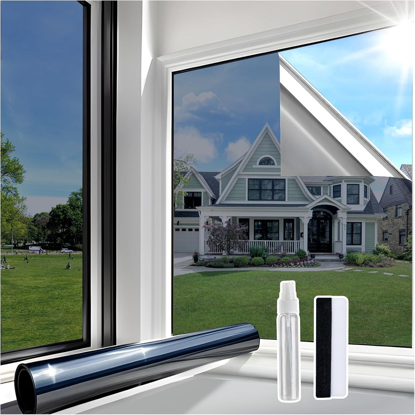 Reflective Window Film Privacy 44.5x200cm Black UV Sun Blocker Lifetree Glass