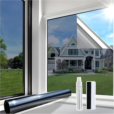 Home Window Privacy Film One Way Mirror 44.5x200cm Black Static Cling