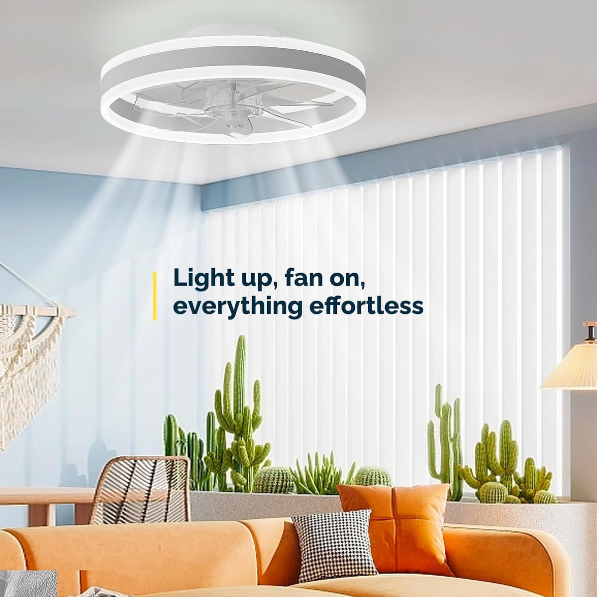 Smart Ceiling Fan with Light 16 Inch Alexa Google App Remote White CHANFOK