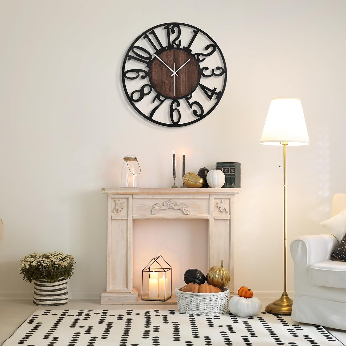 Large Wall Clock 60cm 24 Inch Silent Battery Operated Retro Vintage Home Decor