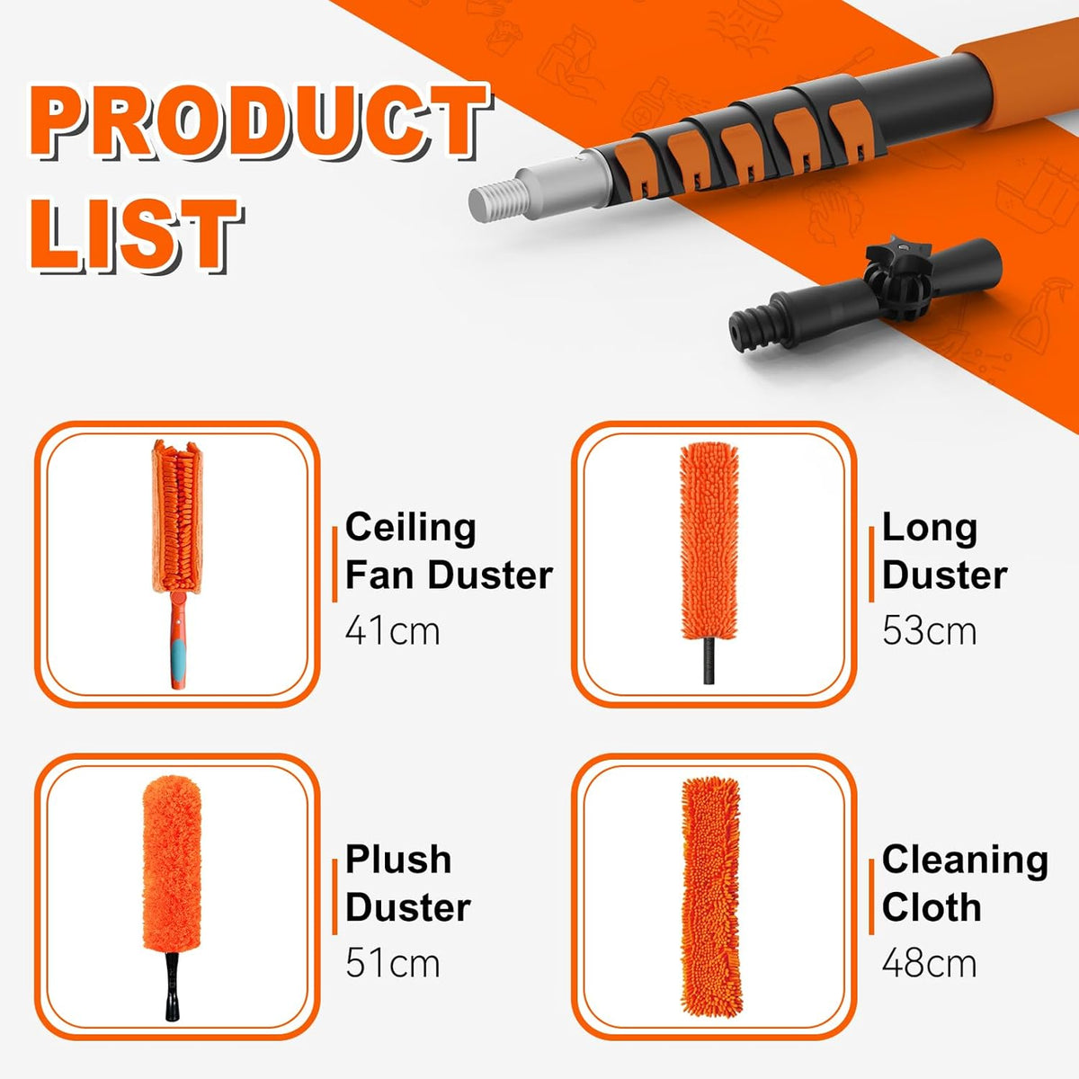 Telescopic Feather Duster 7.2m 5 Piece Microfiber Ceiling Fan SISUPASSIE