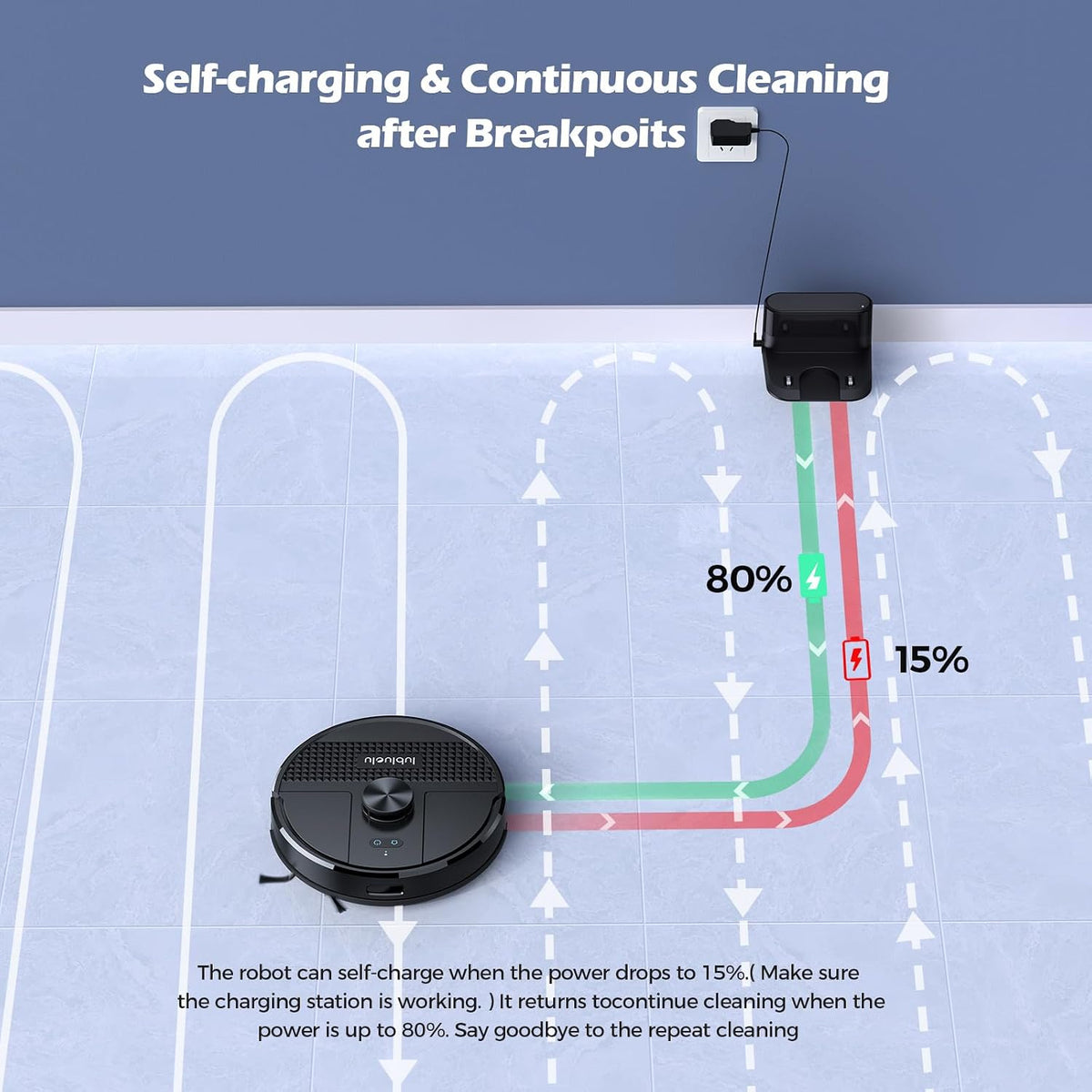 Robot Vacuum & Mop 4500Pa LiDAR WiFi Used No Mop Cloth Lubluelu SL68