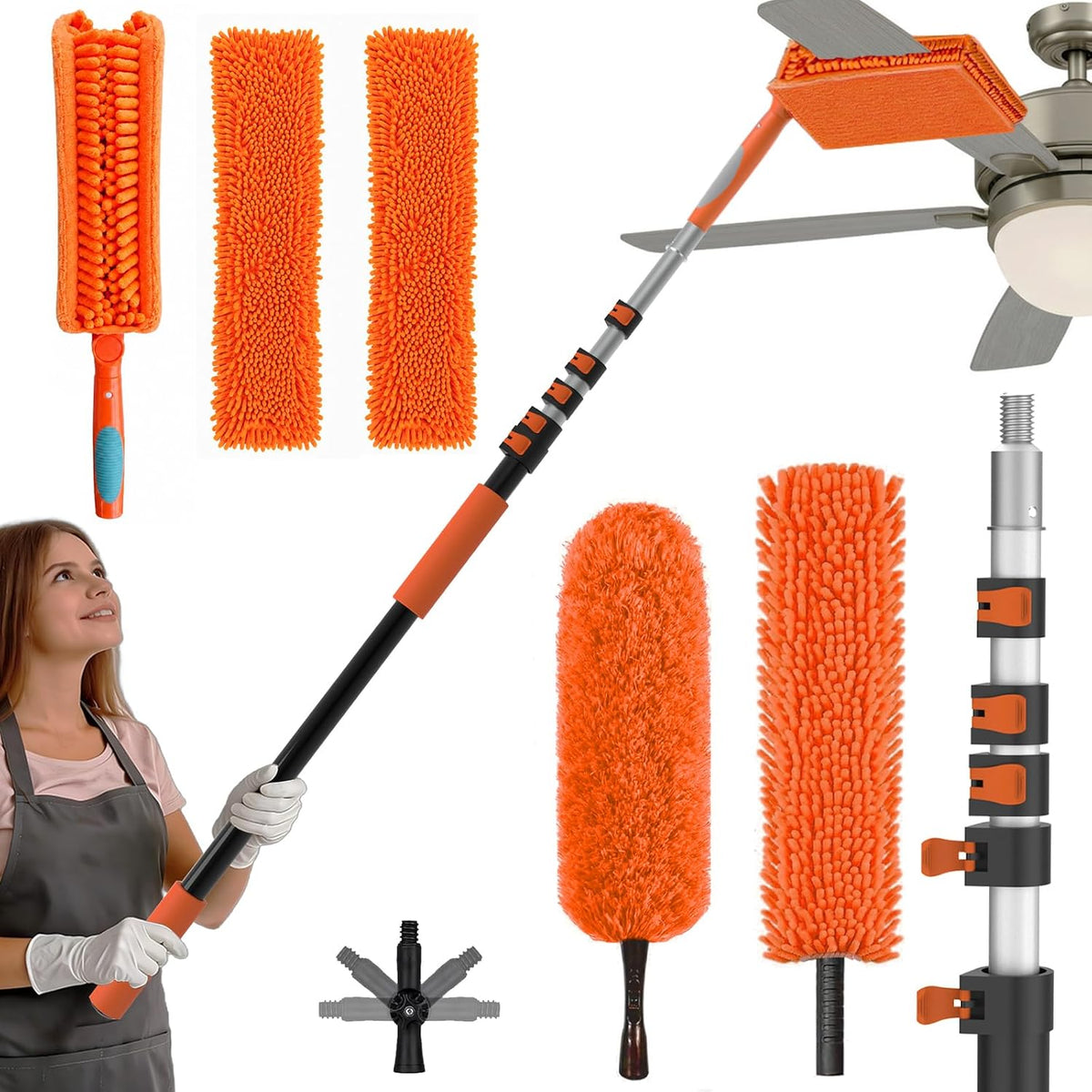 Telescopic Feather Duster 7.2m 5 Piece Microfiber Ceiling Fan SISUPASSIE