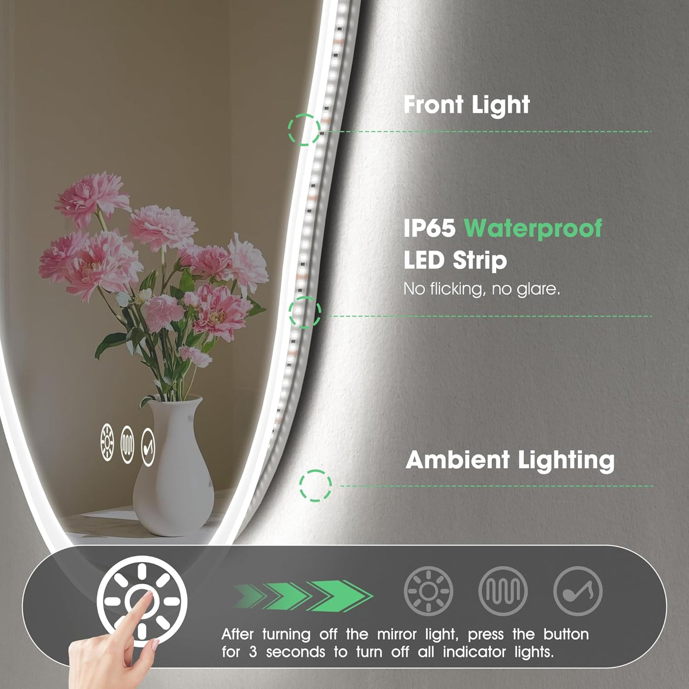 Irregular LED Bathroom Mirror 600x900 Bluetooth Anti Fog Dimmable S'bagno