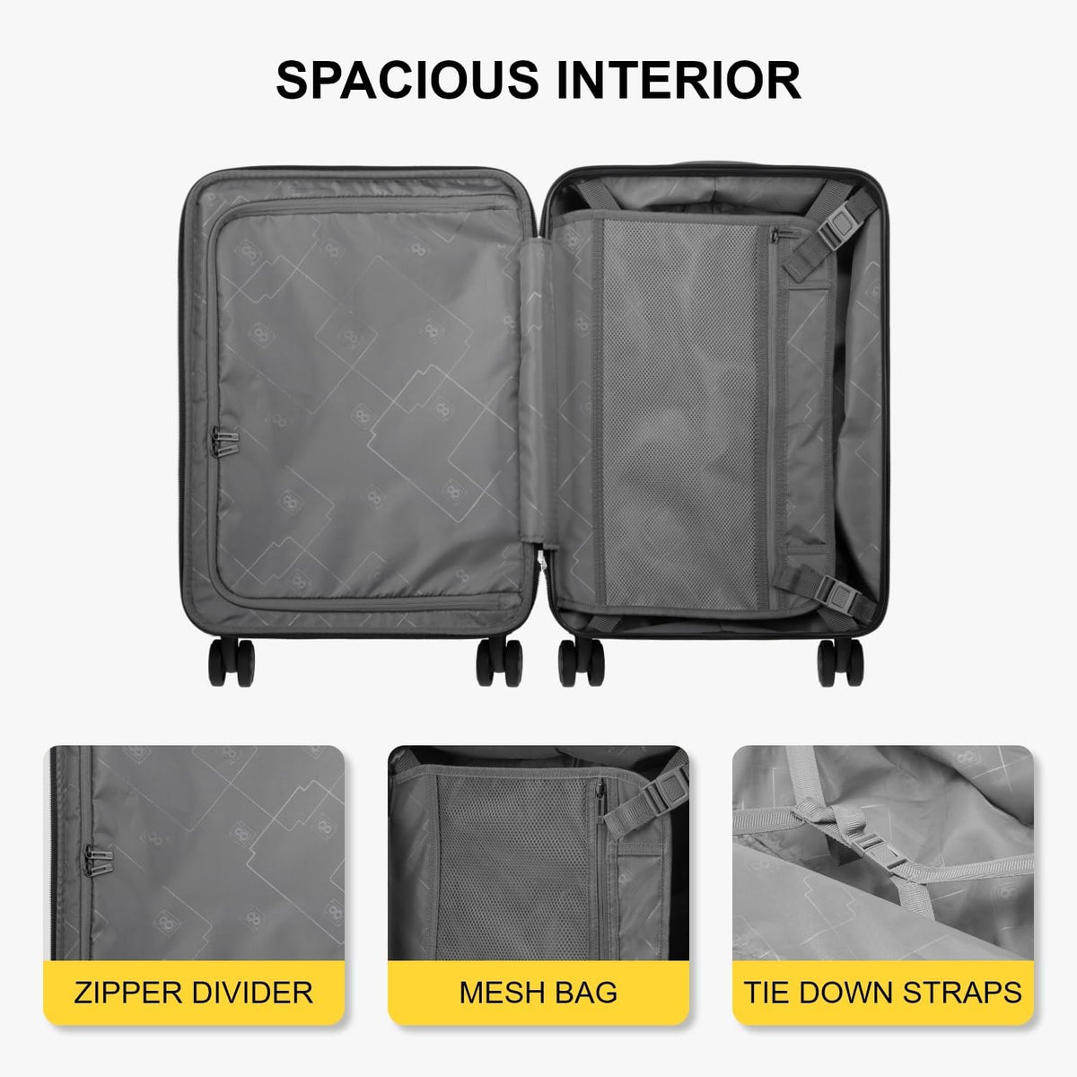 Carry On Suitcase 55cm Expandable Laptop Compartment TSA Black LEVEL8 Cabin Luggage