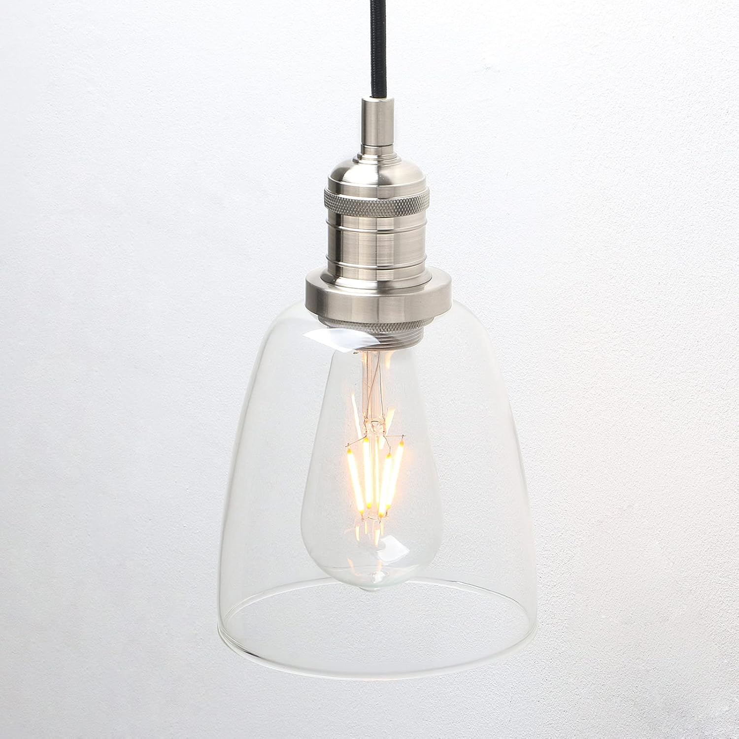 Phansthy Retro 3 Head Chandelier Pendant Light, 2m Adjustable Cord & Glass Shade