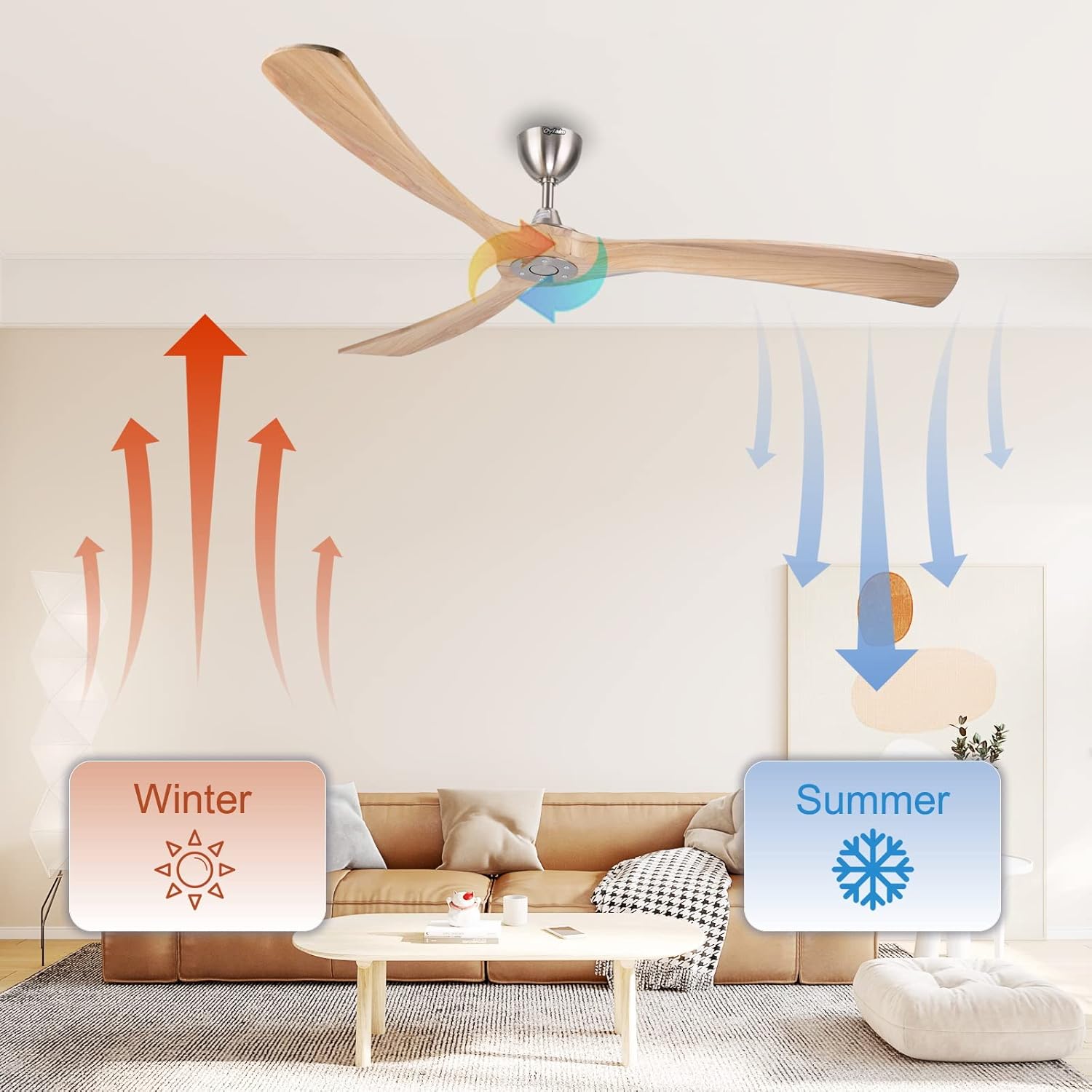 Ovlaim 183cm Smart WiFi Ceiling Fan, Alexa/Google/App Control, DC Motor 3 Blades