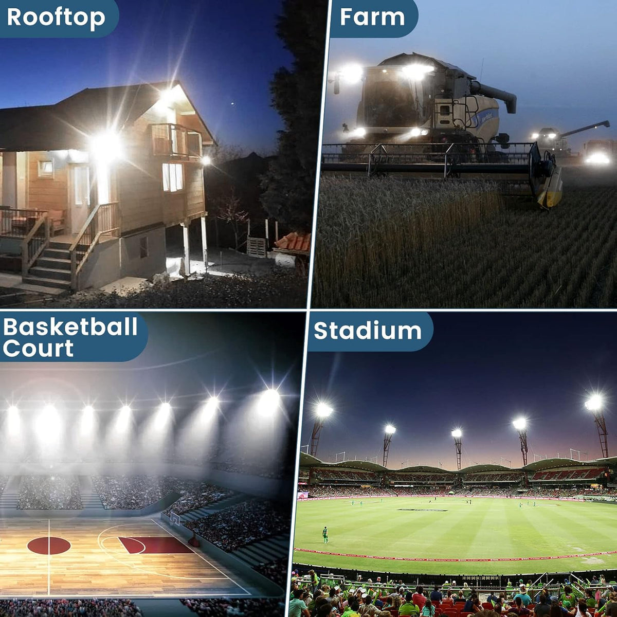 Outdoor Flood Lights 400W 40000LM 4 in 1 Security Light 2 Pack Energy Class F LED