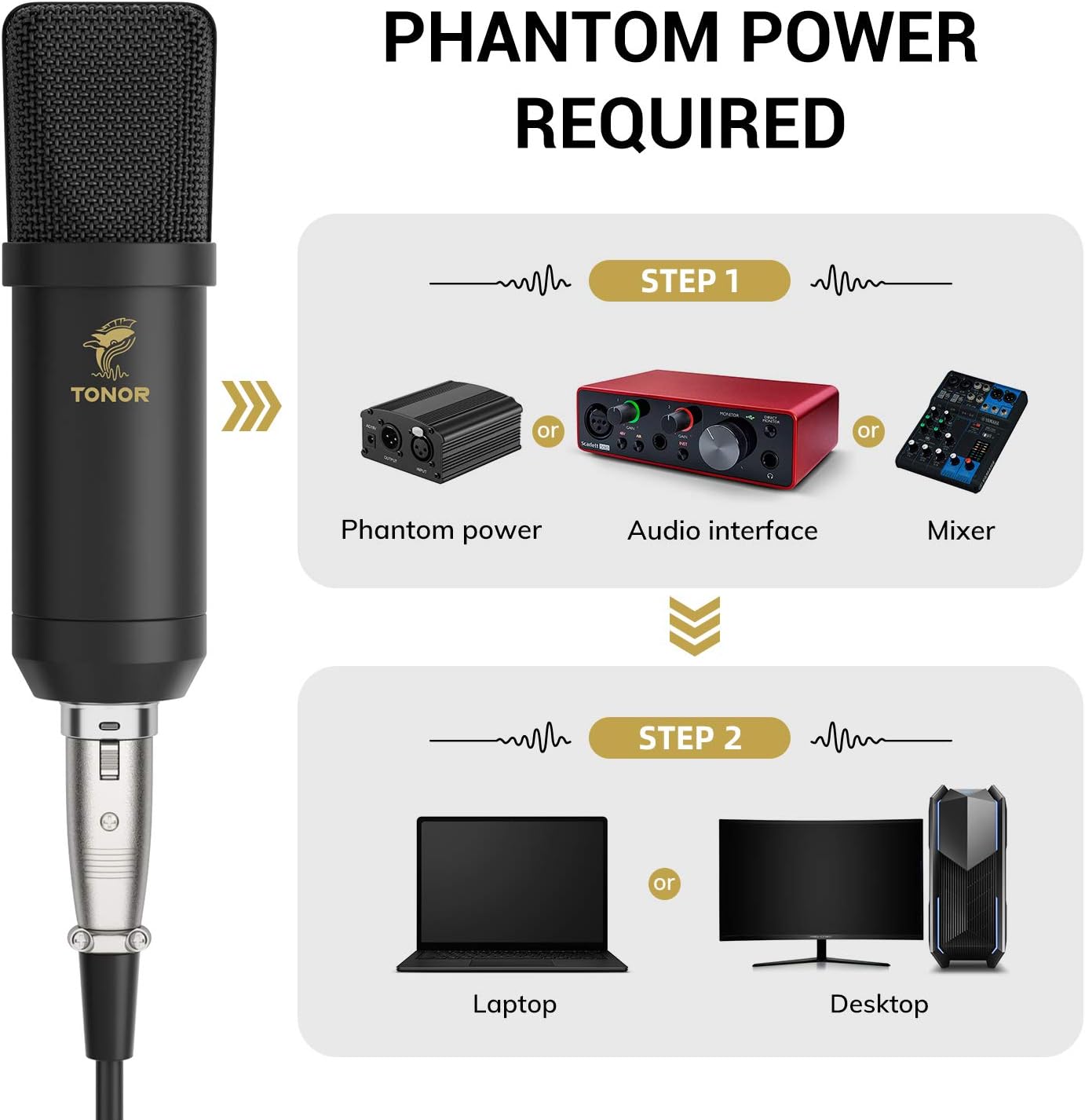 XLR Condenser Microphone Cardioid T20 Boom Arm Podcast Studio TONOR Mic Kit