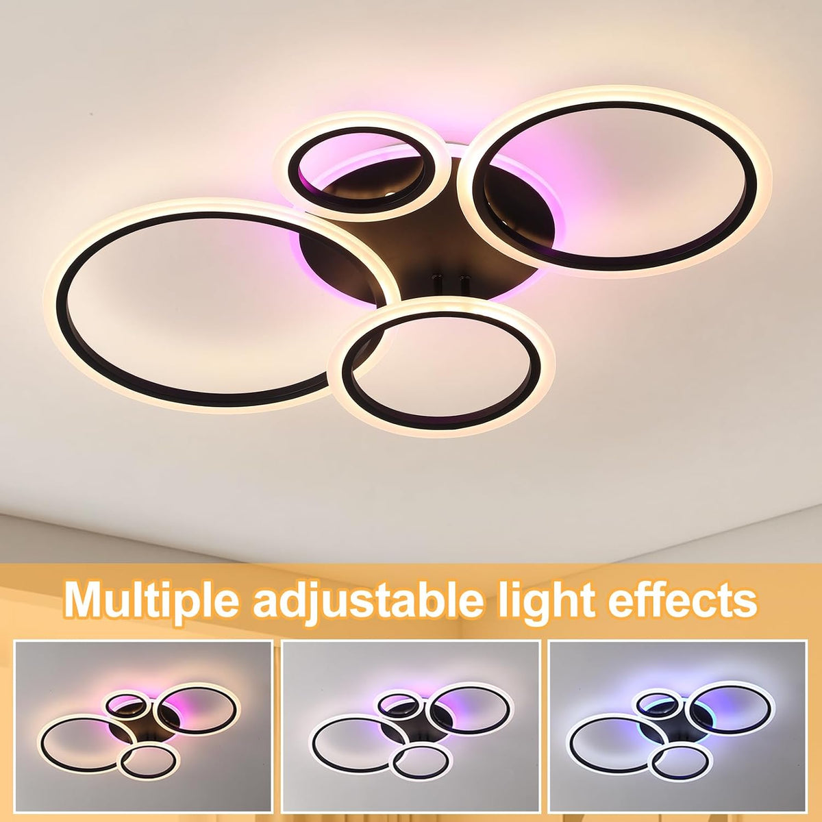 LED Ceiling Light 50W Dimmable Remote 3000-6000K Flush Mount Modern Home Lighting