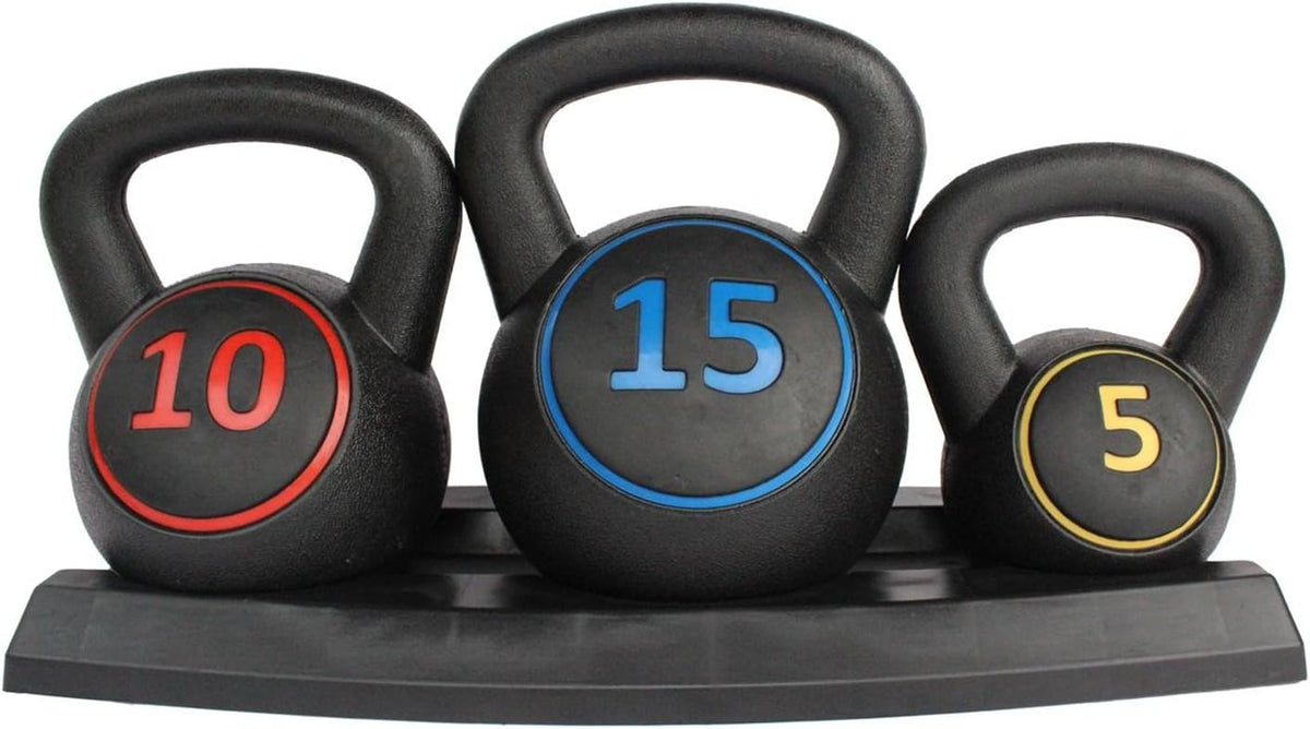Kettlebell Set 3 Piece 2.2kg 4.5kg 6.8kg Weights Stand Home Gym HIONRE KB01S
