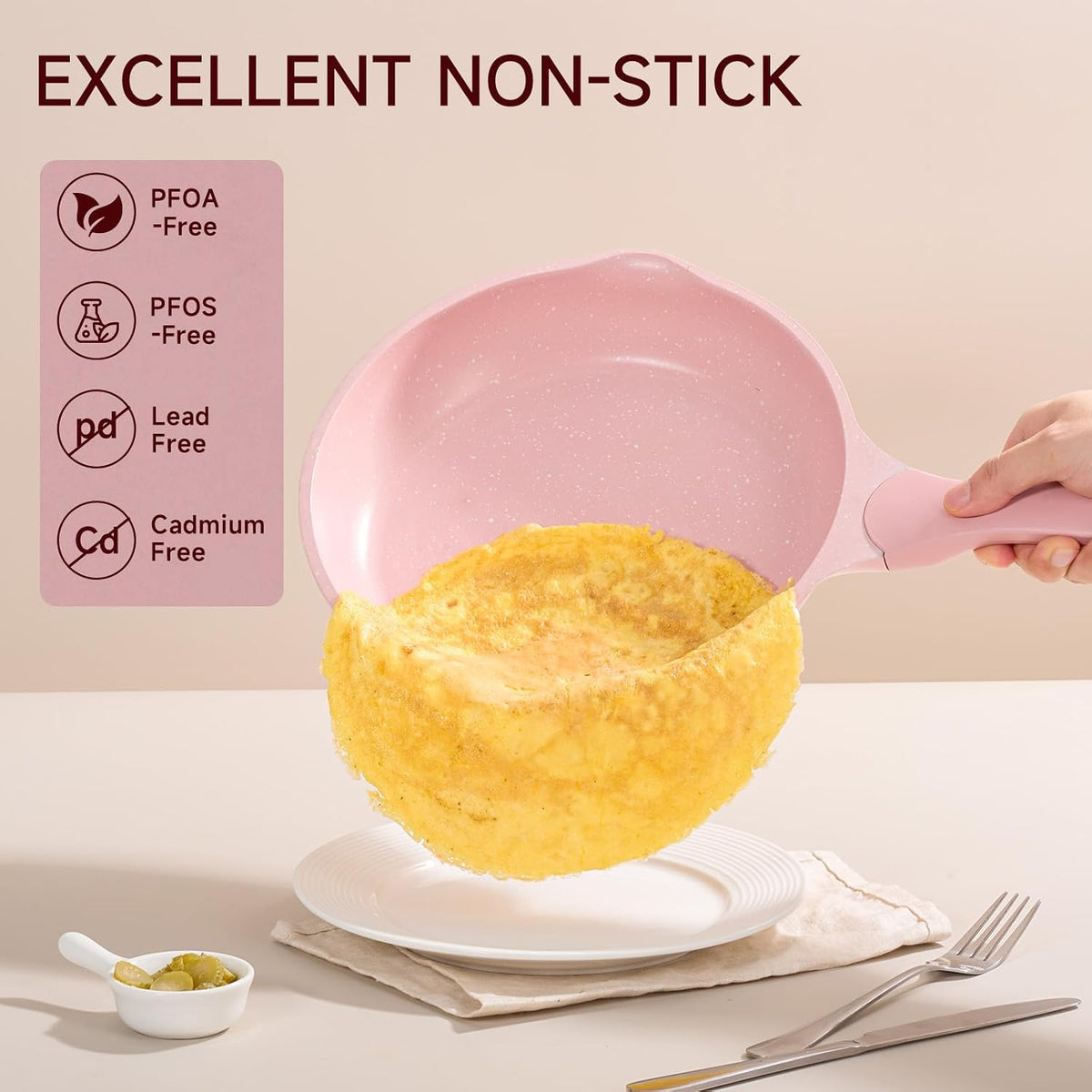 Non Stick Pots and Pans Set 23 Piece Pink Cookware Kitchen Cooking Set JEETEE