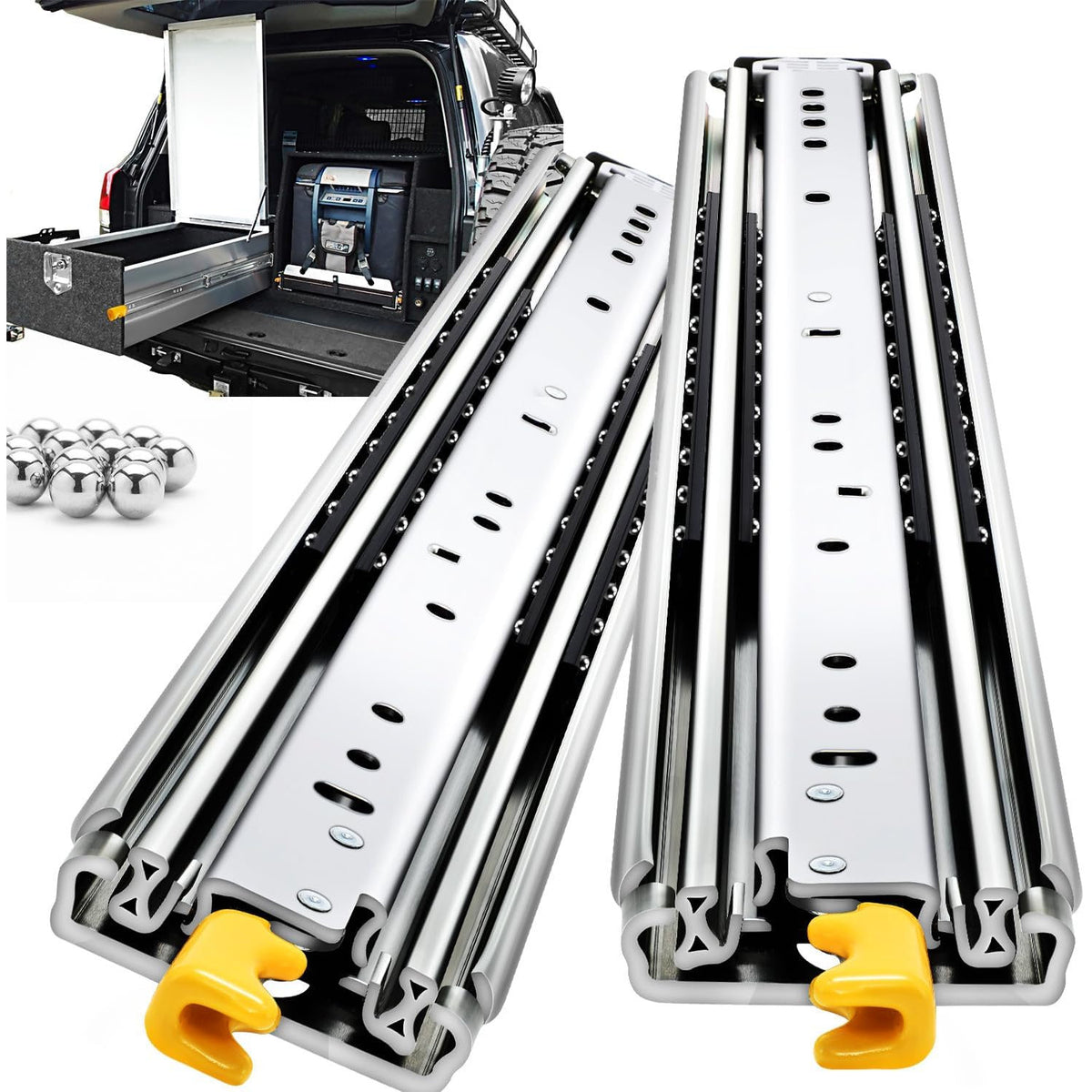 Heavy Duty Drawer Runners 450mm Locking Full Extension Slides 220kg 76mm Wide Pair
