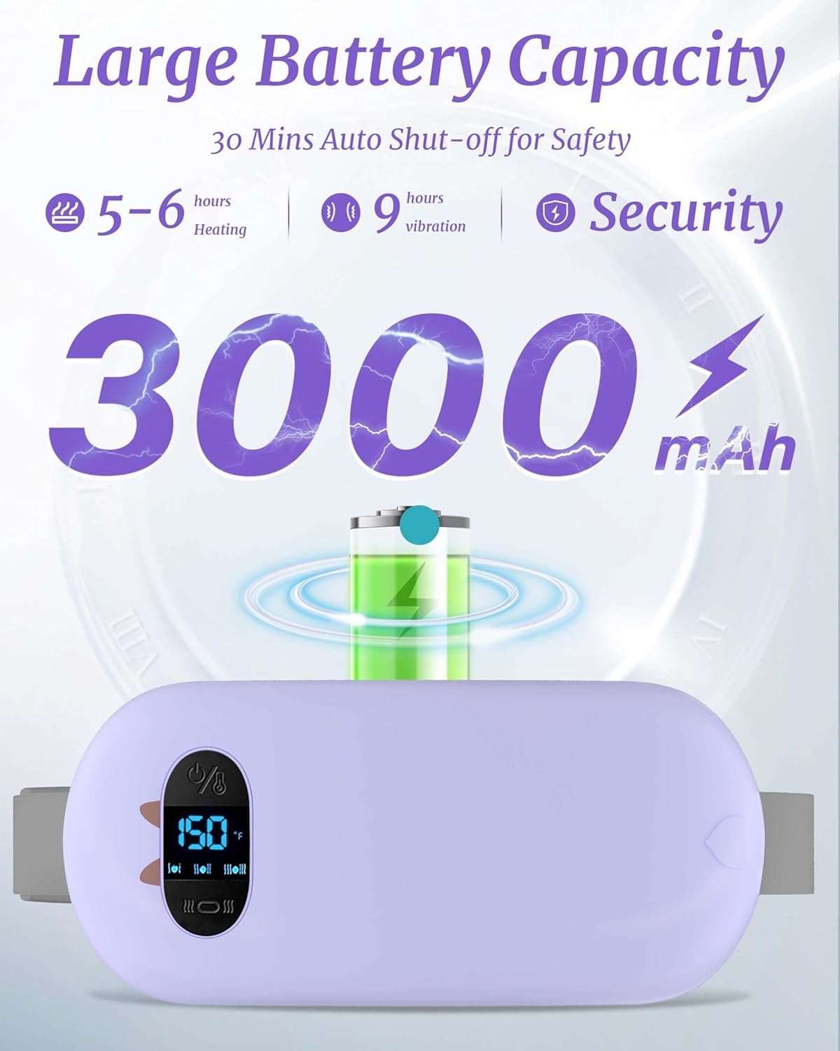 Heating Pad for Period Pain 6 Heat Massage Modes Rechargeable USB Belt