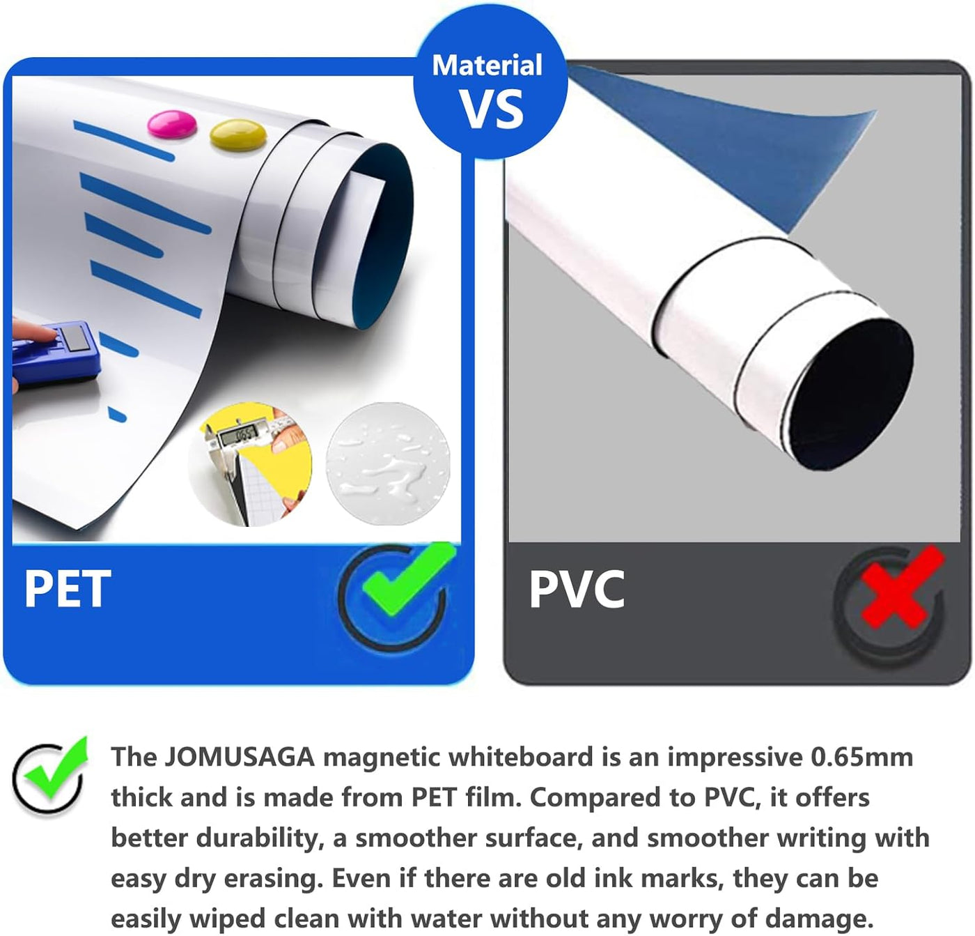 Magnetic Whiteboard Paper 240x120cm Self Adhesive Dry Erase JOMUSAGA