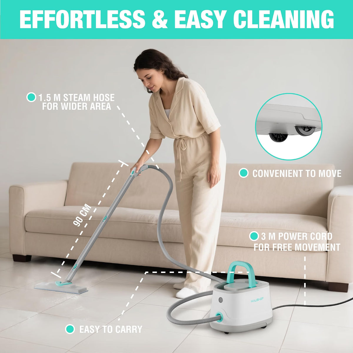 Steam Cleaner 2000W Multipurpose High Pressure 16 Accessories HAUSHOF Home Cleaning