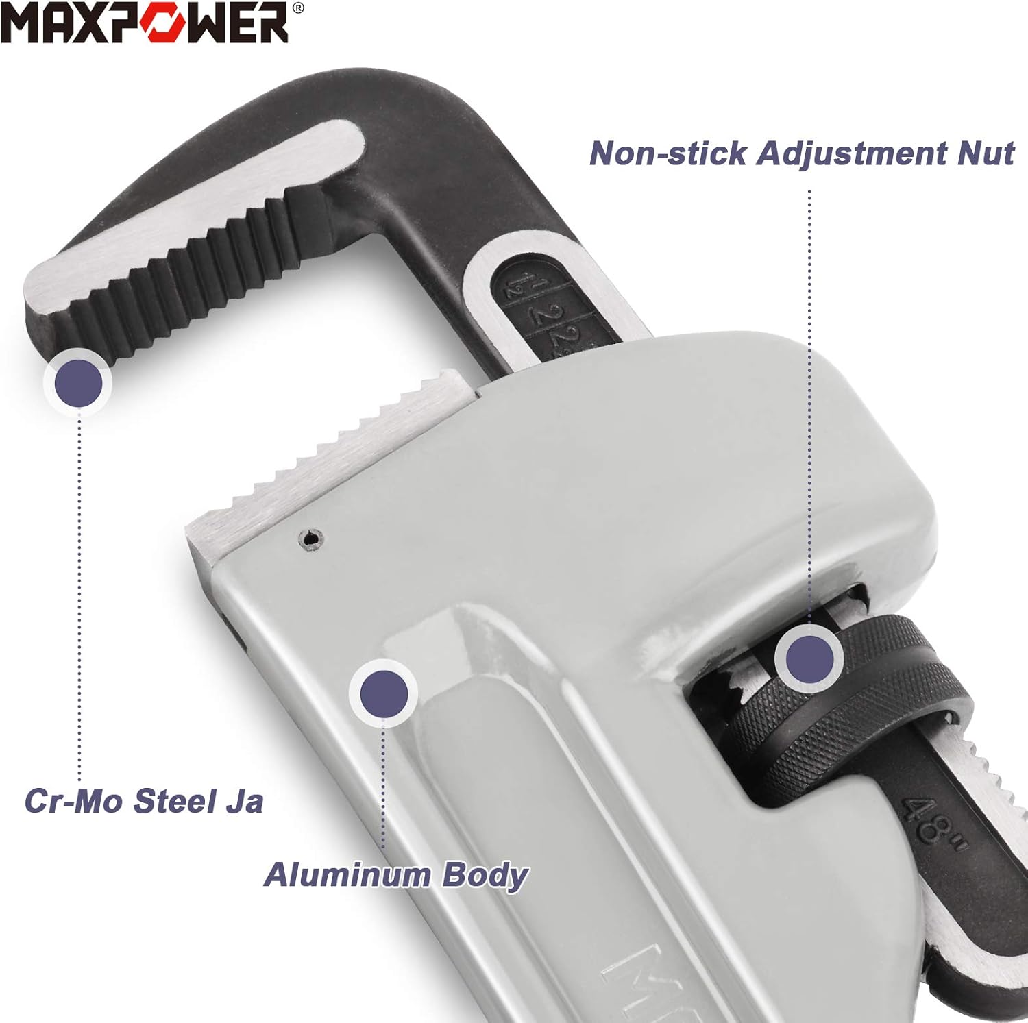 Aluminum Pipe Wrench 122cm Heavy Duty Plumber Stillson MAXPOWER