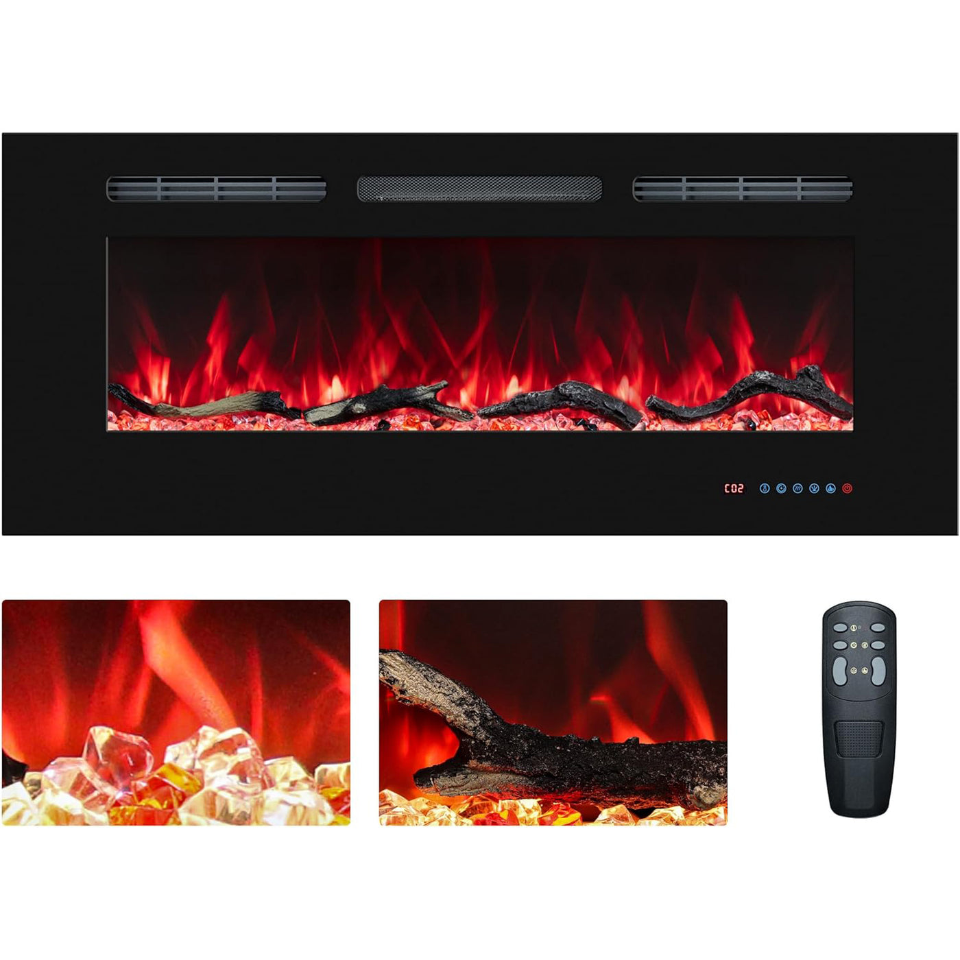 42'' Electric Fireplace Insert, Wall Mount Heater, Remote, Timer, Thermostat - Massive Discounts