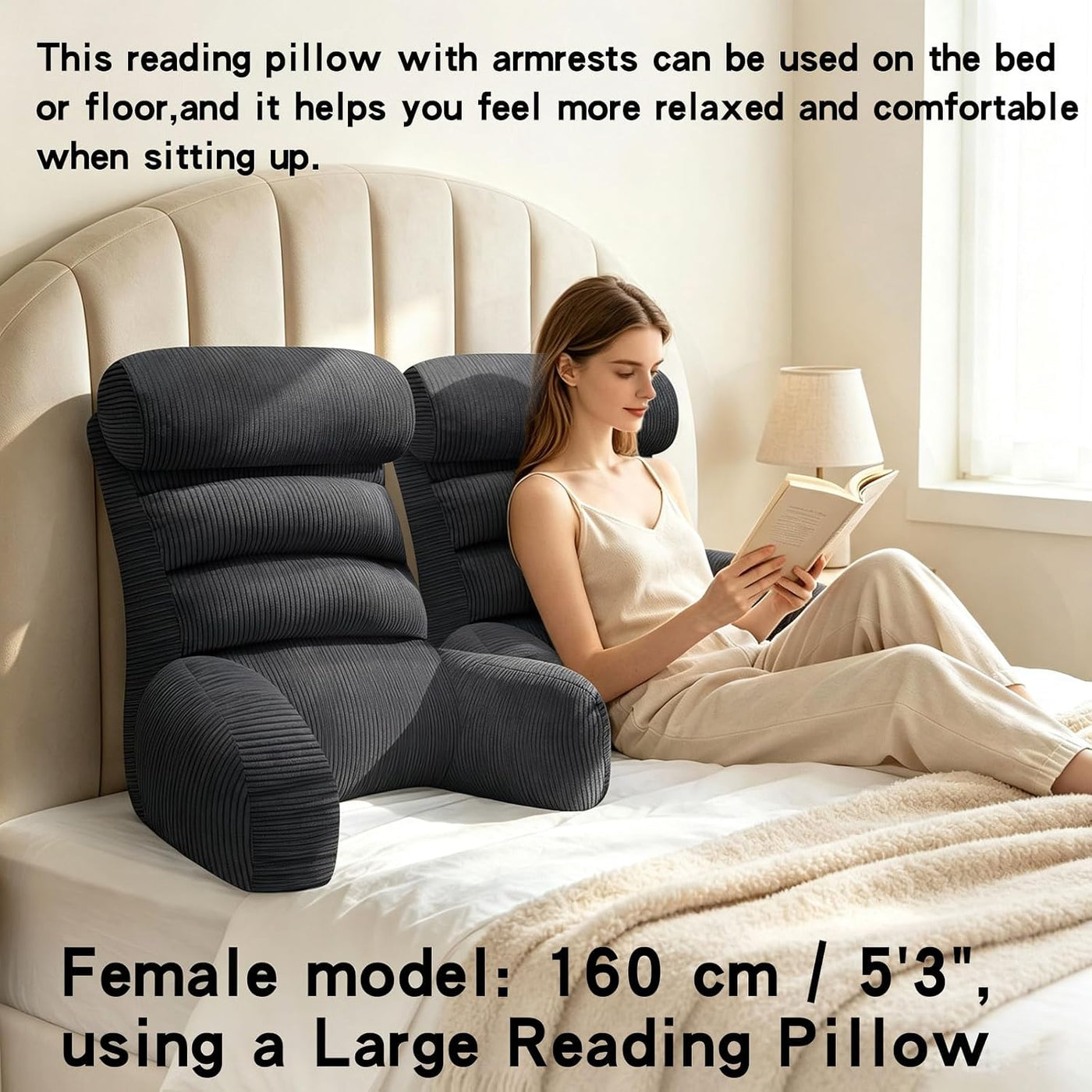 Reading Pillow for Bed Back Support Cuddle Cushion Sitting Upright Comfort Pillow