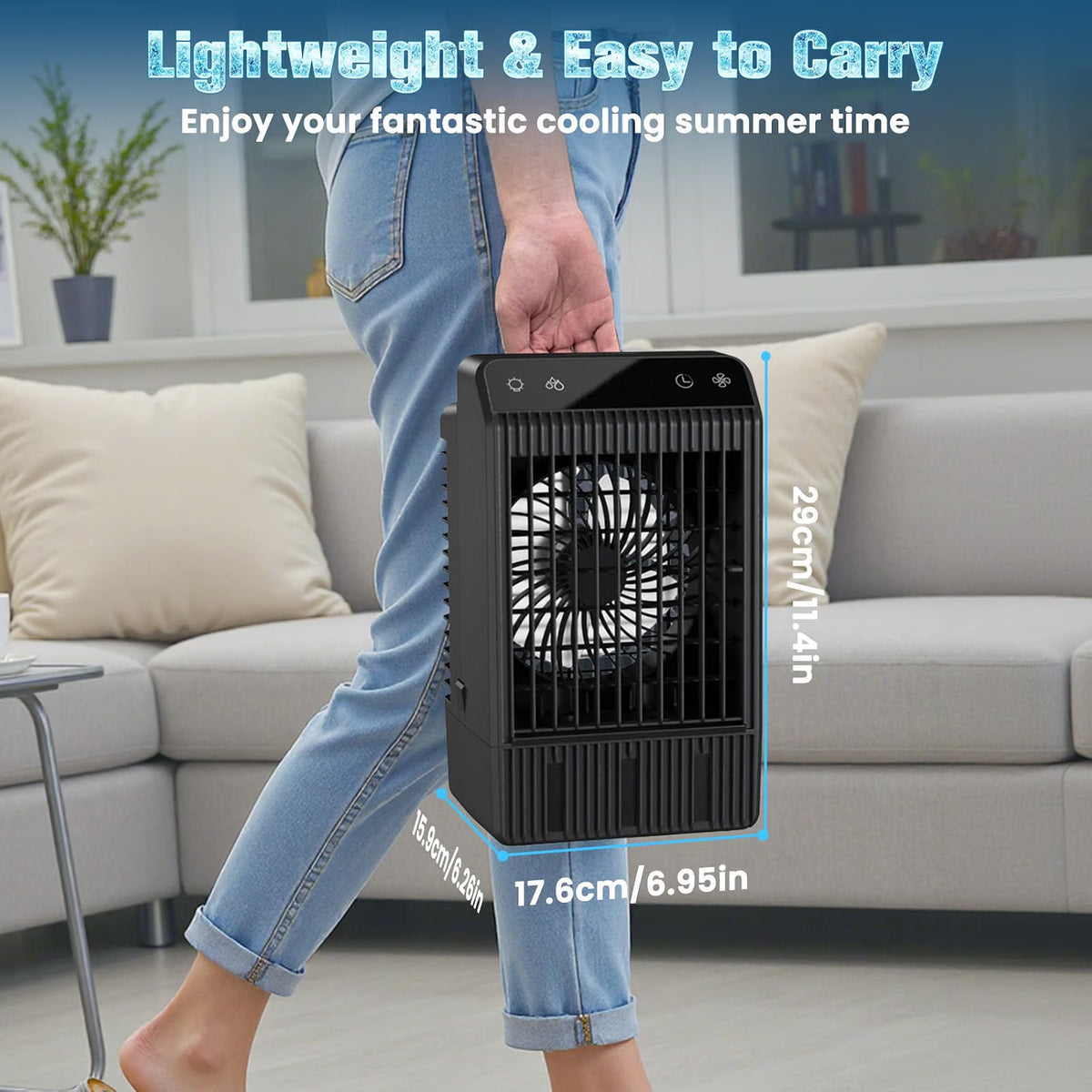 Portable Air Conditioner 4 in 1 1000ml Air Cooler Humidifier 4 Speed Mini AC Fan
