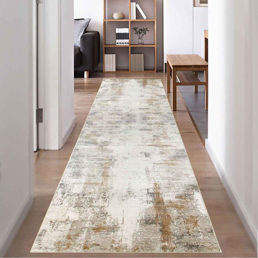 Hallway Runner Rug 60x300cm Non Slip Washable Brown Beige Carpet Famibay Home