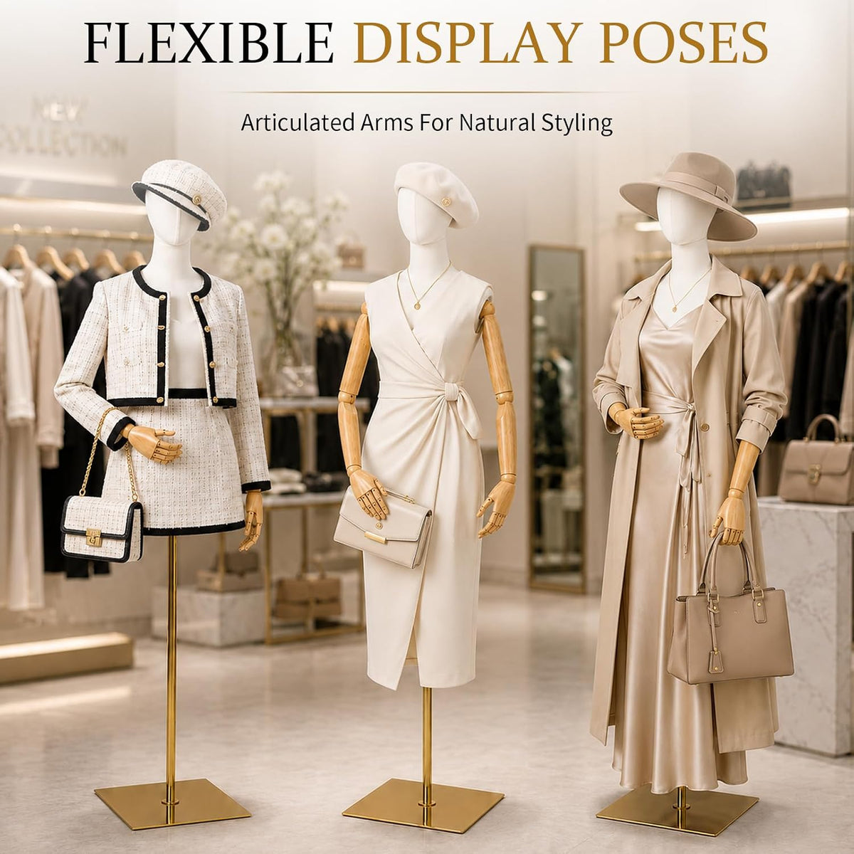 Female Mannequin Torso Dress Form Removable Head Adjustable 152-200cm Display