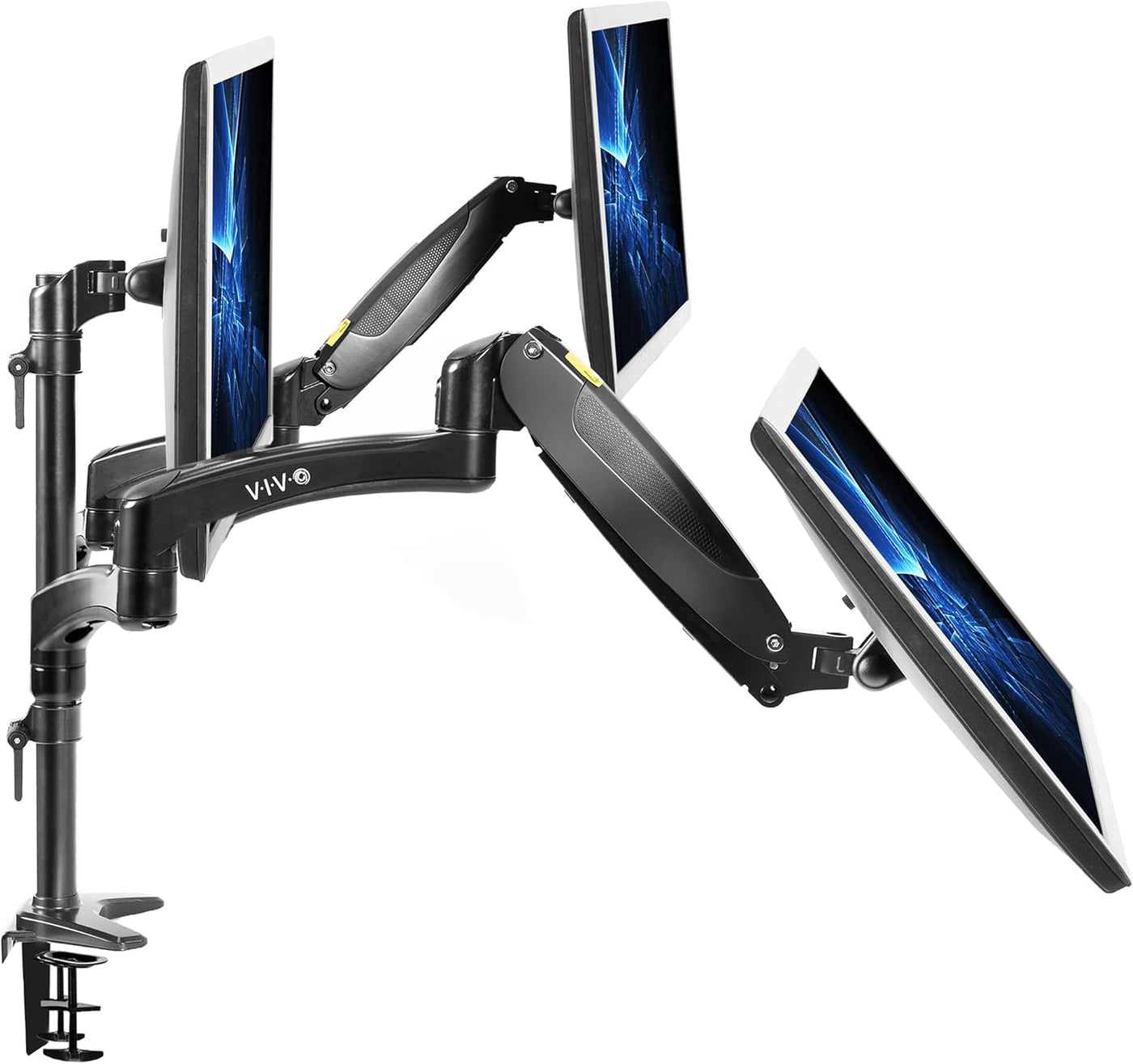 Triple Monitor Desk Mount 32 Inch Gas Spring VESA 100 Black VIVO STAND-V300G