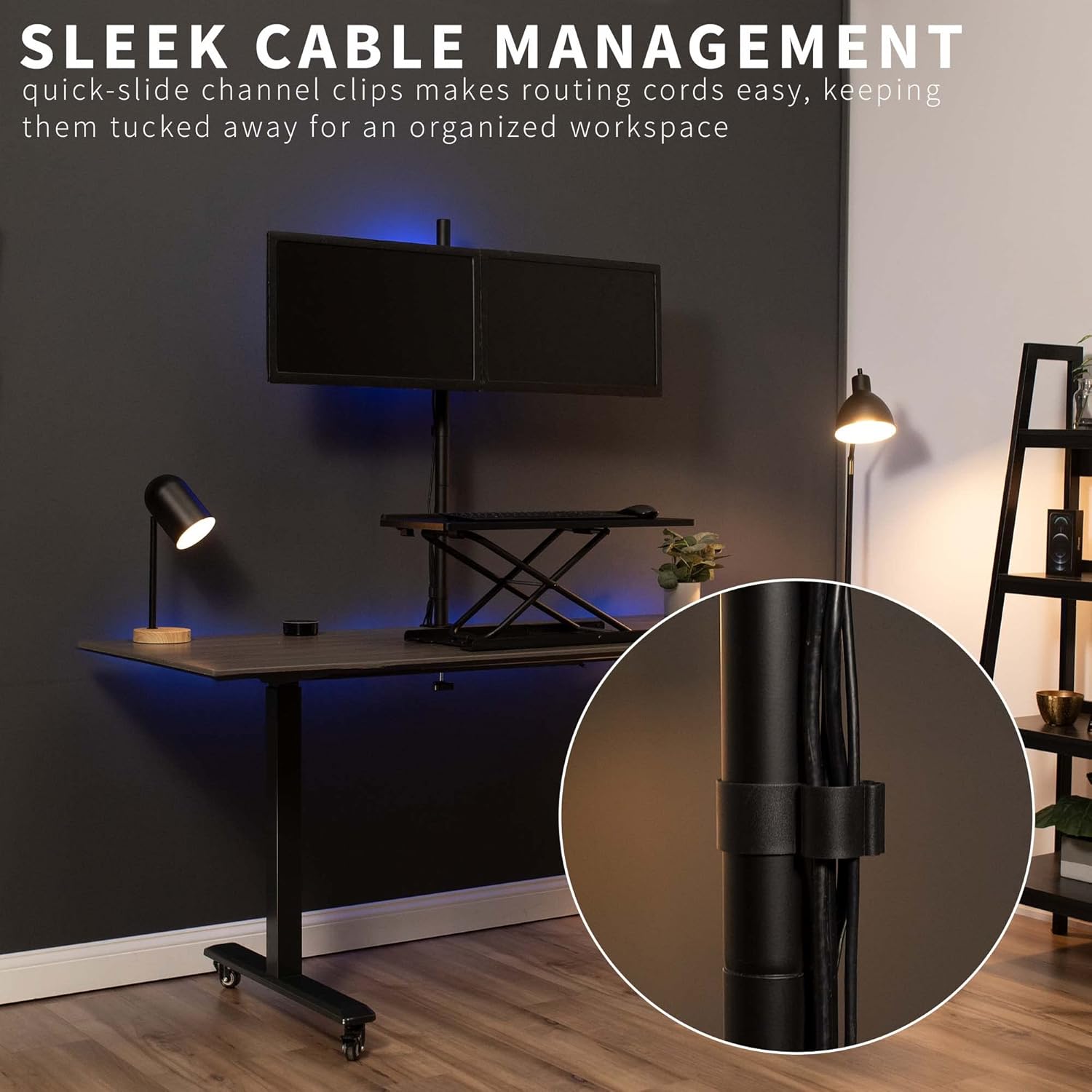 Dual Monitor Stand 27 Inch Extra Tall 39 Inch Pole Adjustable VIVO