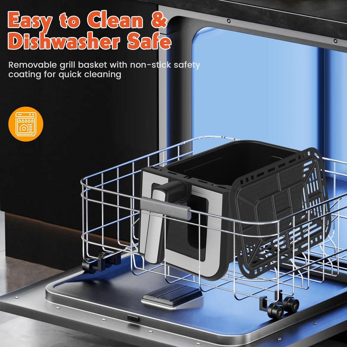 Dual Zone Air Fryer 10L 8 in 1 Double Drawer Viewing Window Family Size Cooker