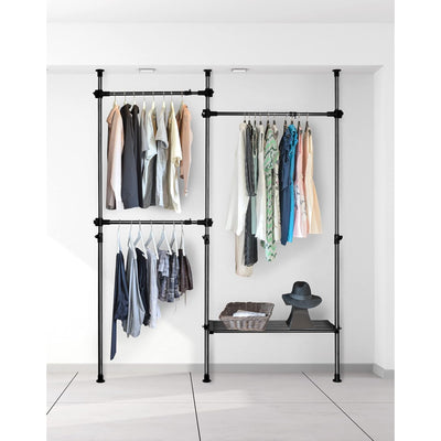 Heavy Duty Clothes Rail Storage System 50kg Garment Rack Open Wardrobe QWORK