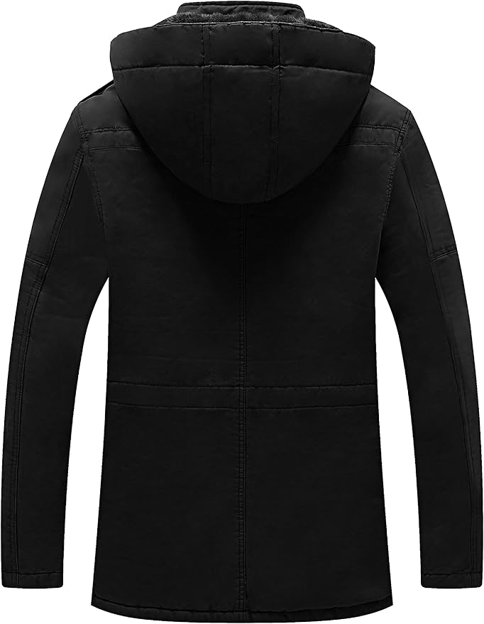 Black hooded jacket on a white background