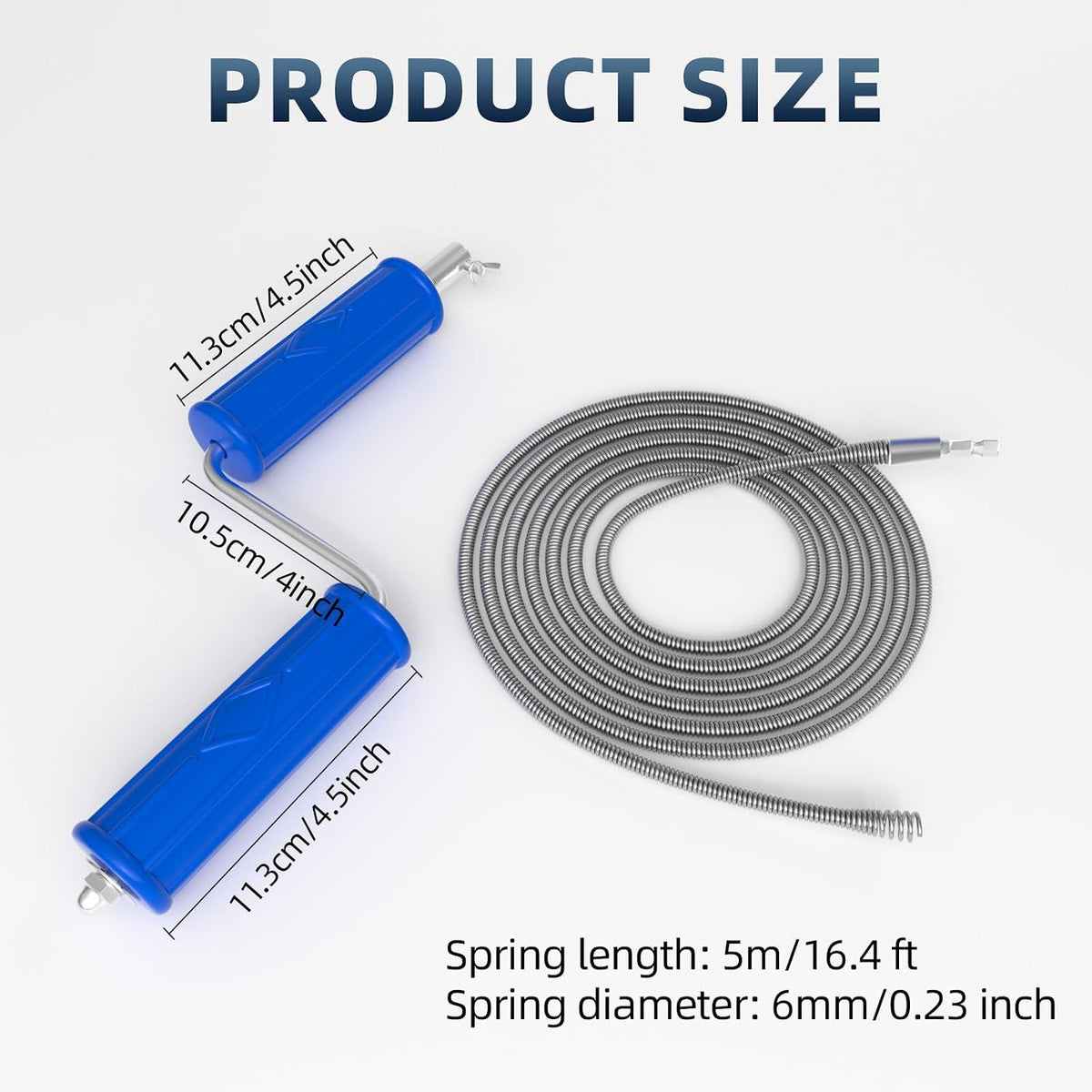 Drain Unblocker Tool 5m Flexible Plumbing Snake 6mm Drill Adapter Manual Auger