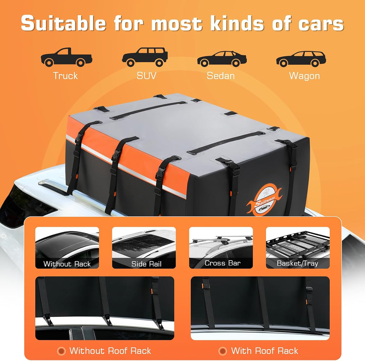 Car Roof Bag 555L Waterproof Foldable Soft Roof Box Cargo Carrier Sailnovo Travel
