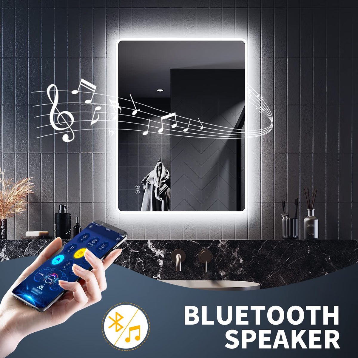 LED Bathroom Mirror 800x600mm Bluetooth Shaver Socket Illuminated ELEGANT Mirror