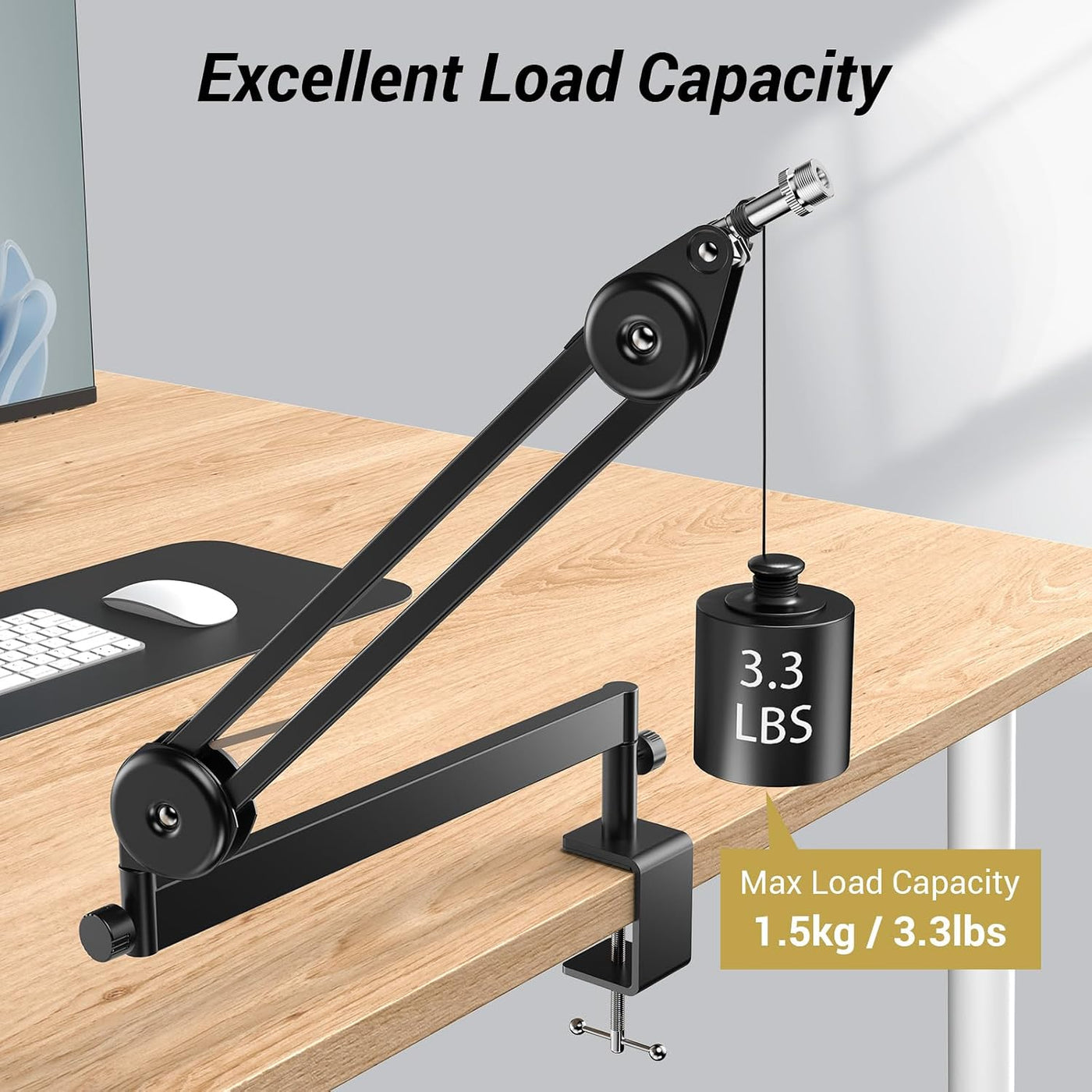 Microphone Boom Arm Low Profile Adjustable Desk Mount TONOR Black Mic Stand